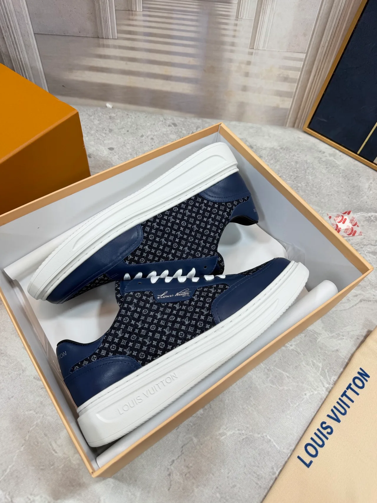 Louis Vuitton Calfskin Sneakers in Blue · view 8