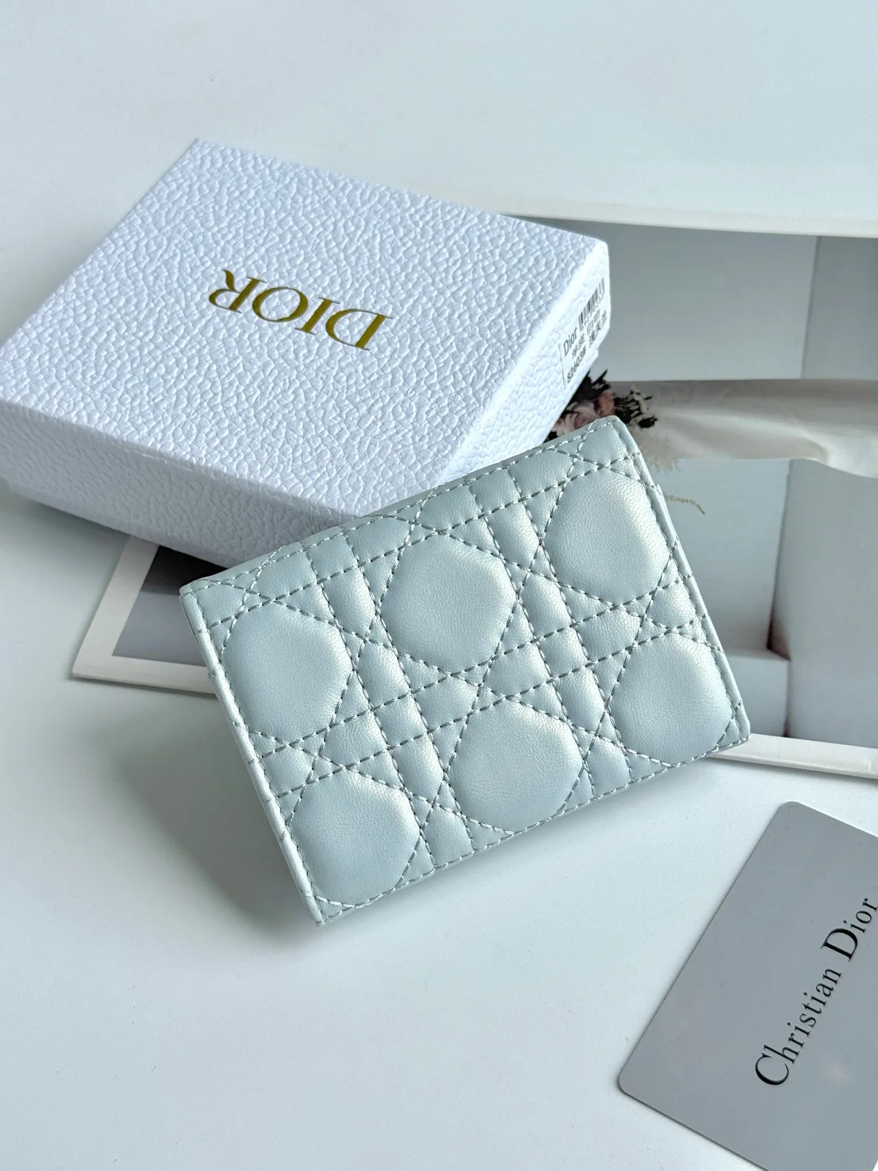 Dior Calfskin Quilted Flap Wallet in Blue · view 2