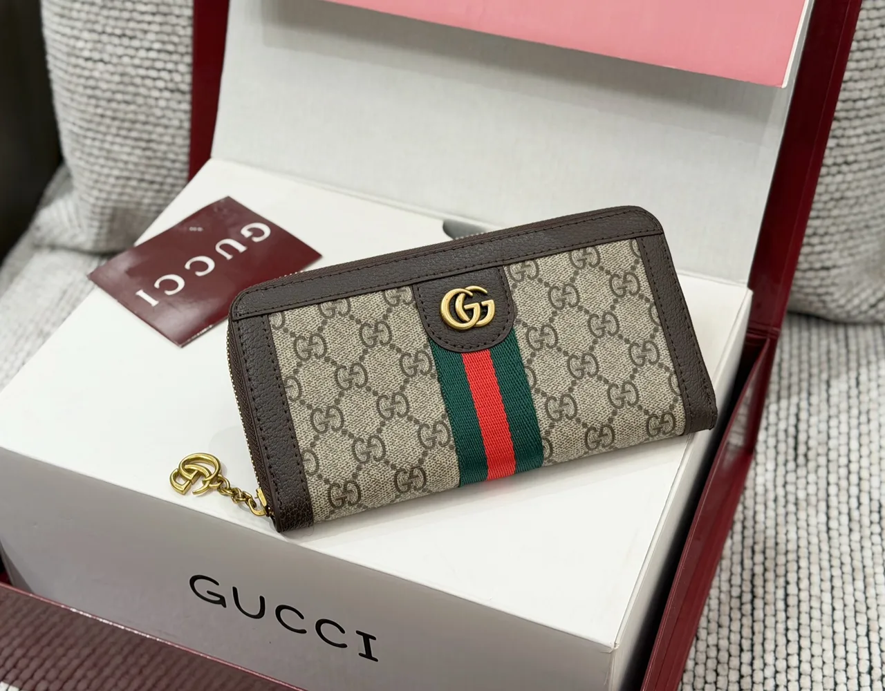 Gucci Zip-Around Wallet in Grey & Beige & Brown & Black · view 2