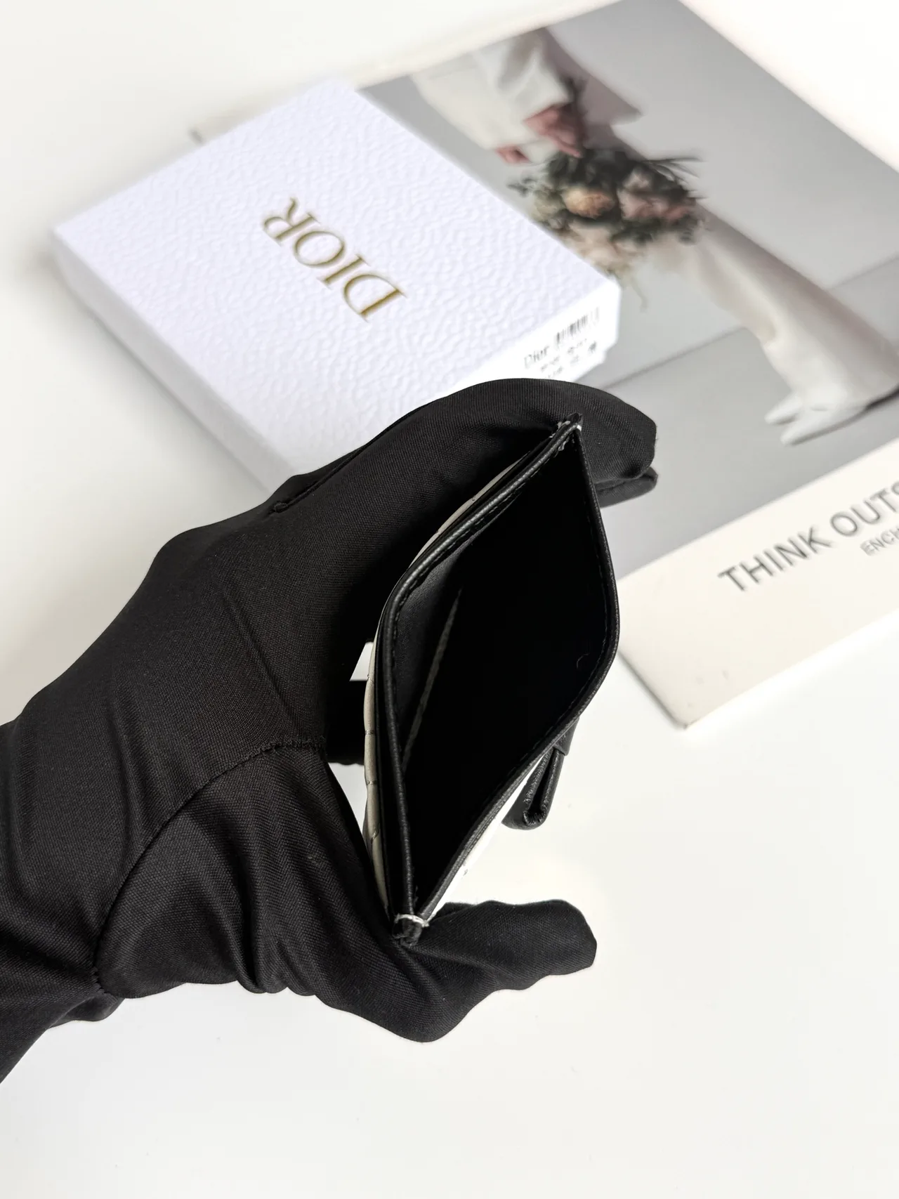 Dior Lambskin Bow Cardholder in White · view 4