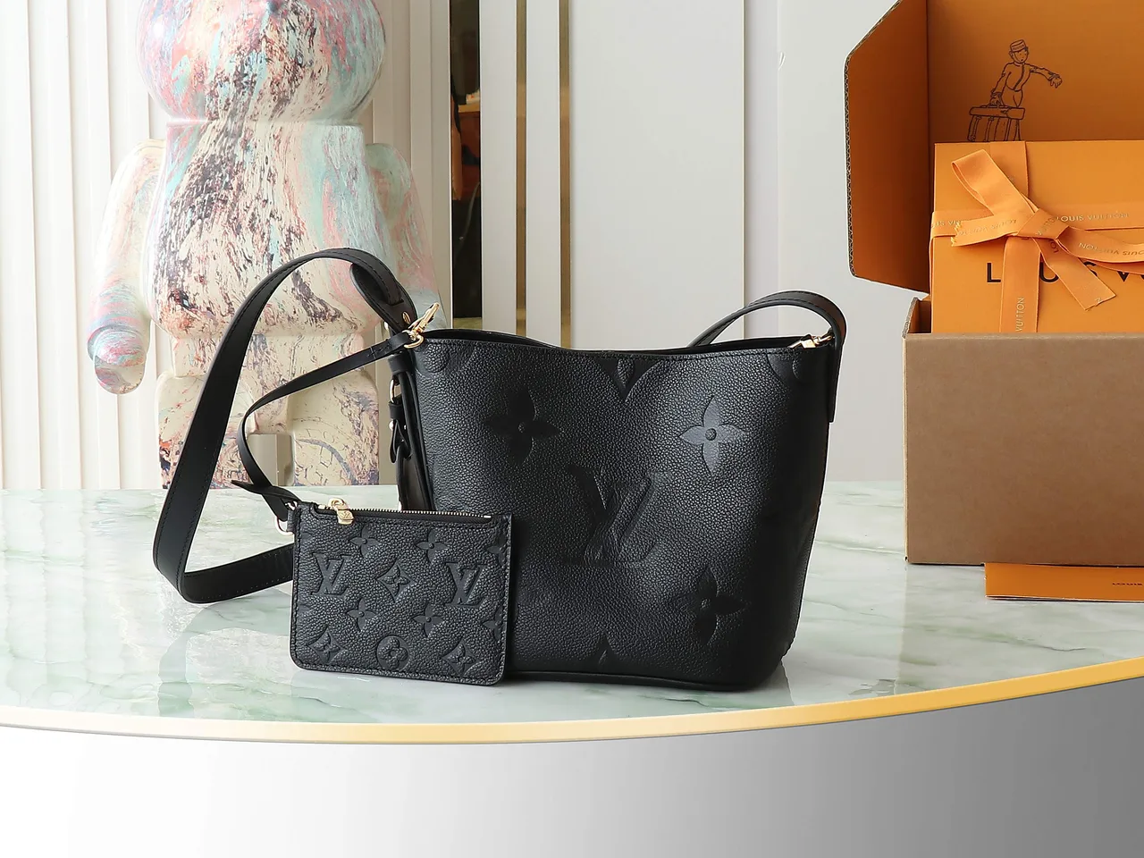 Louis Vuitton Canvas Smooth All In BB Bucket Bag in Black · view 2