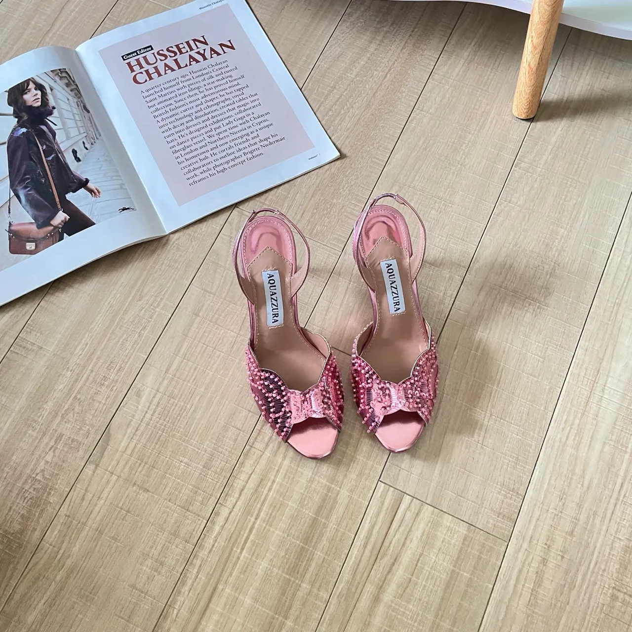 Aquazzura Sheepskin Glossy Bow Embellished Slingback Sandals in Pink · view 1