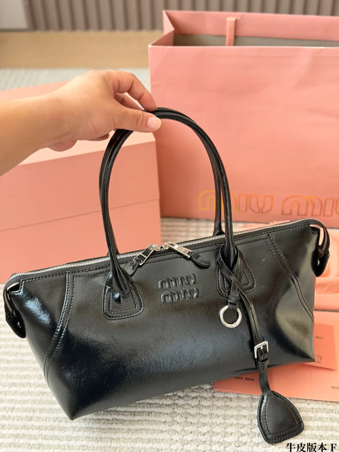 Miu Miu Calfskin Crossbody Bag in Black · view 1