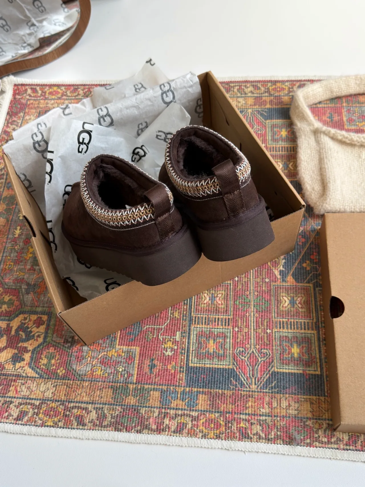 UGG Woven Suede-Look Slippers in Brown · view 7