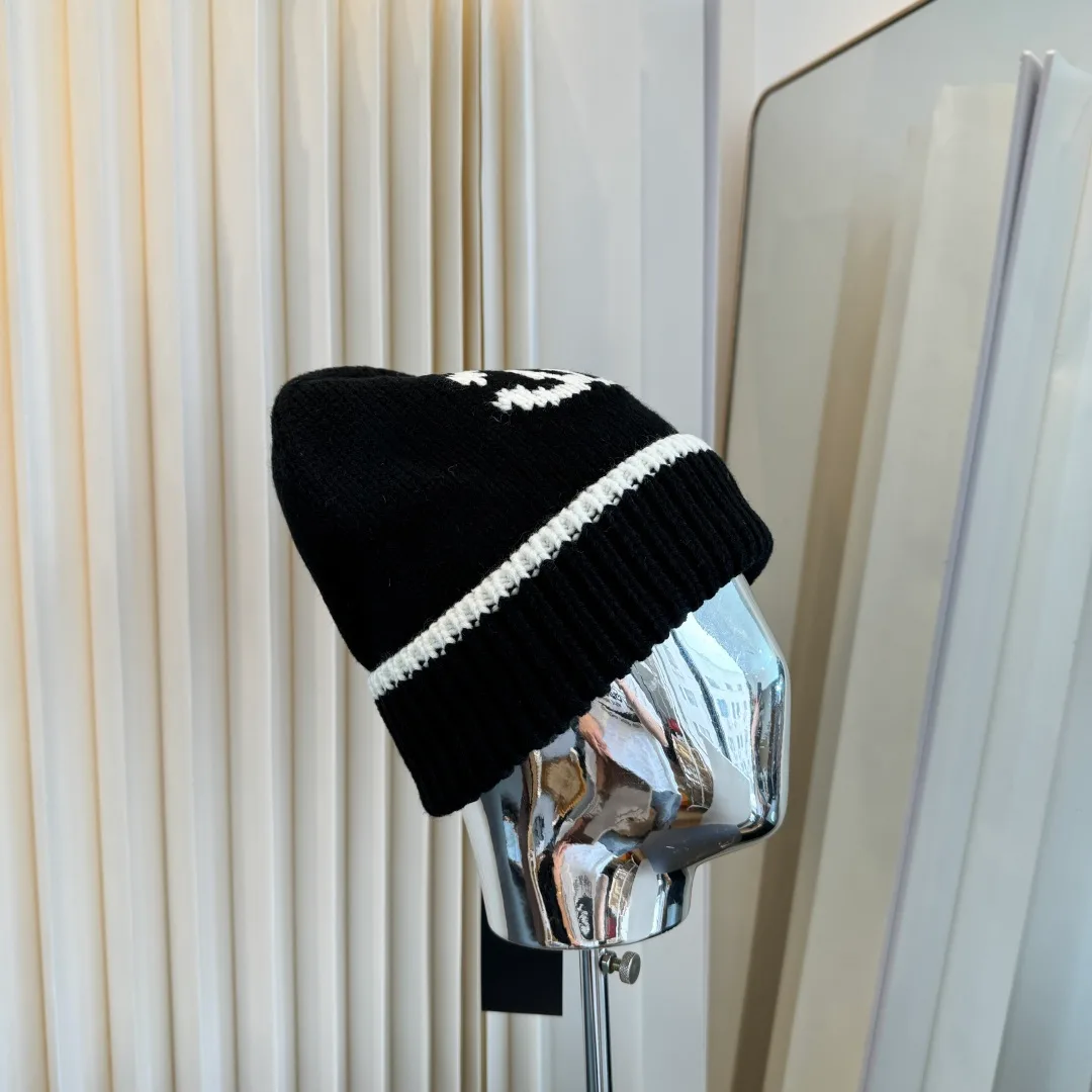 Chanel Ribbed Striped Beanie in Black · view 2