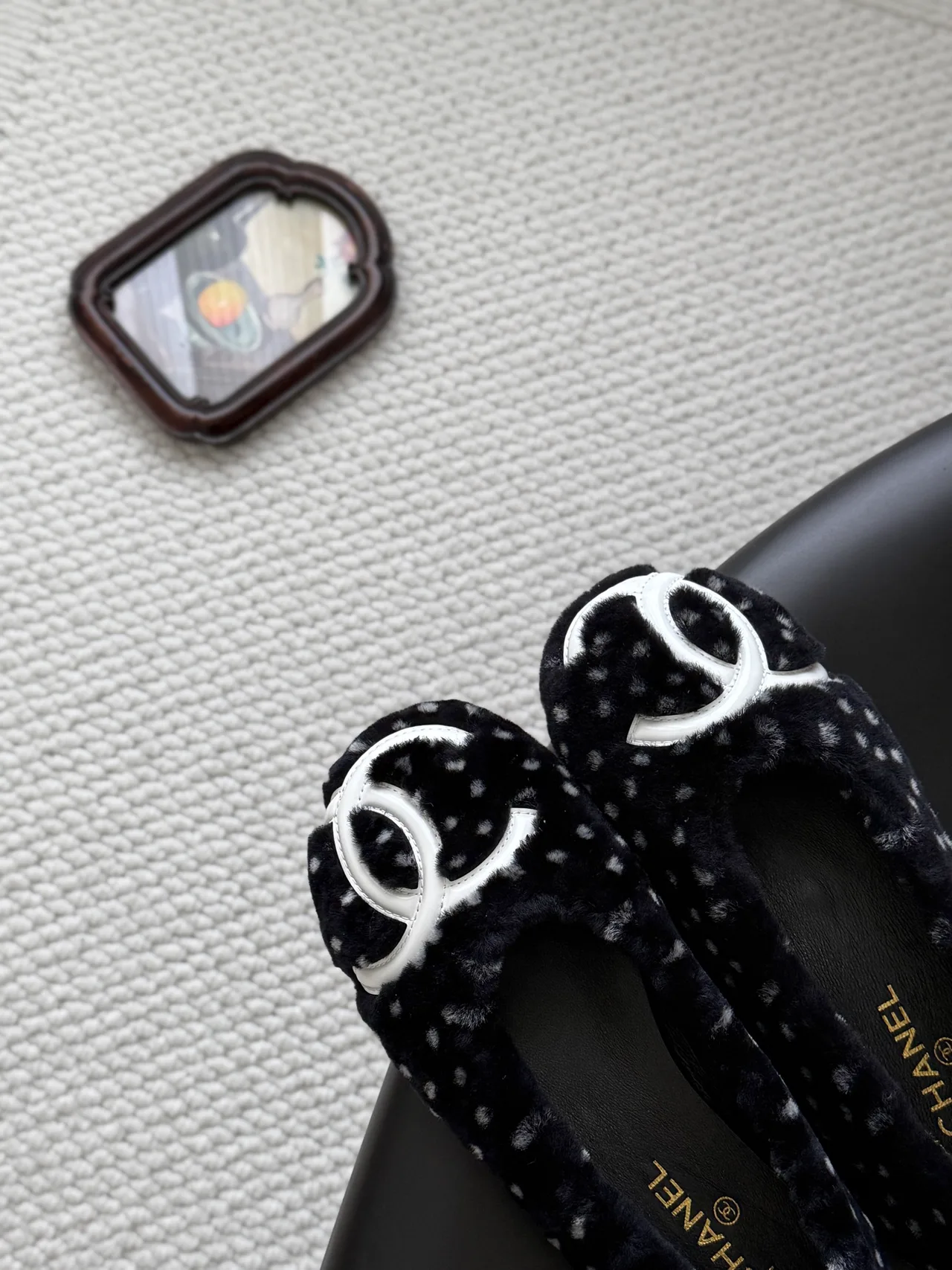 Chanel Wool Flats in Black · view 6