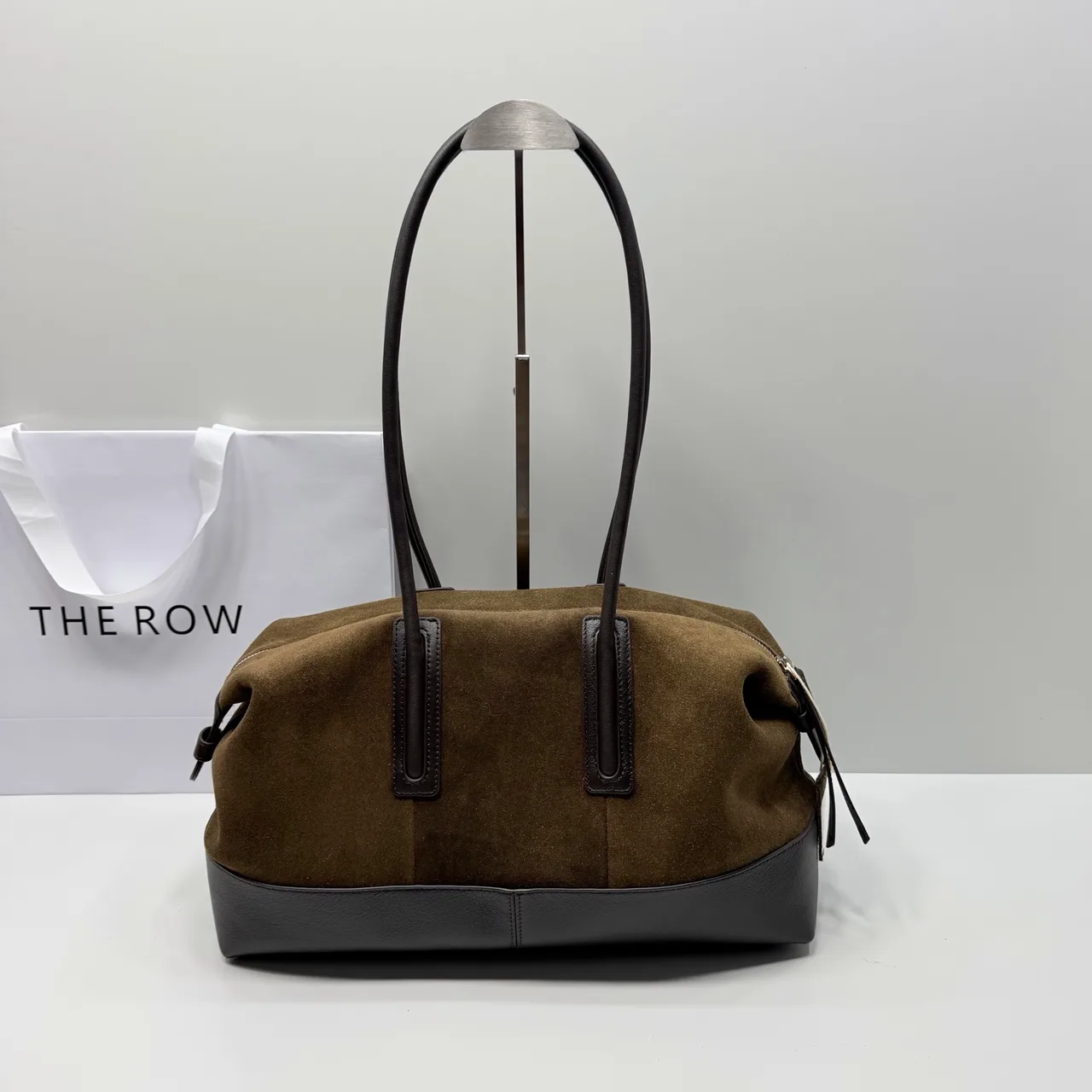 The Row Cowhide Suede Smooth Duffel Bag in Green · view 5