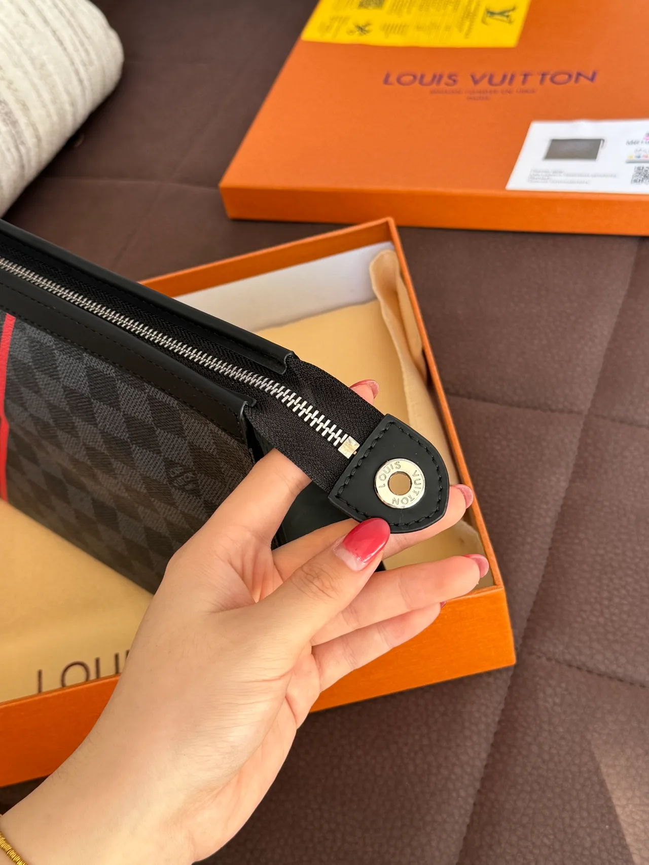 Louis Vuitton Check Zip Pouch in Grey · view 2
