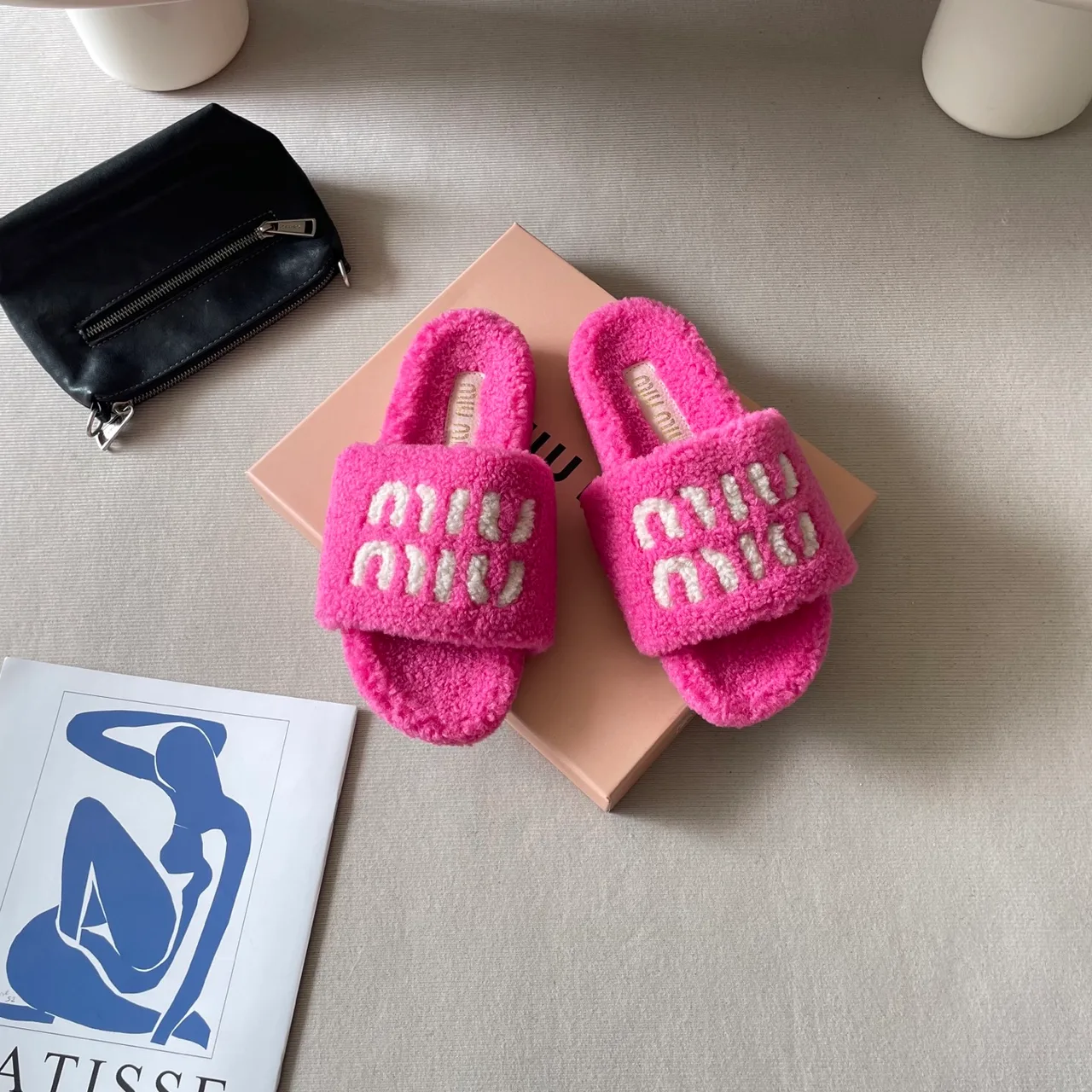 Miu Miu Wool Slippers in Pink · view 2