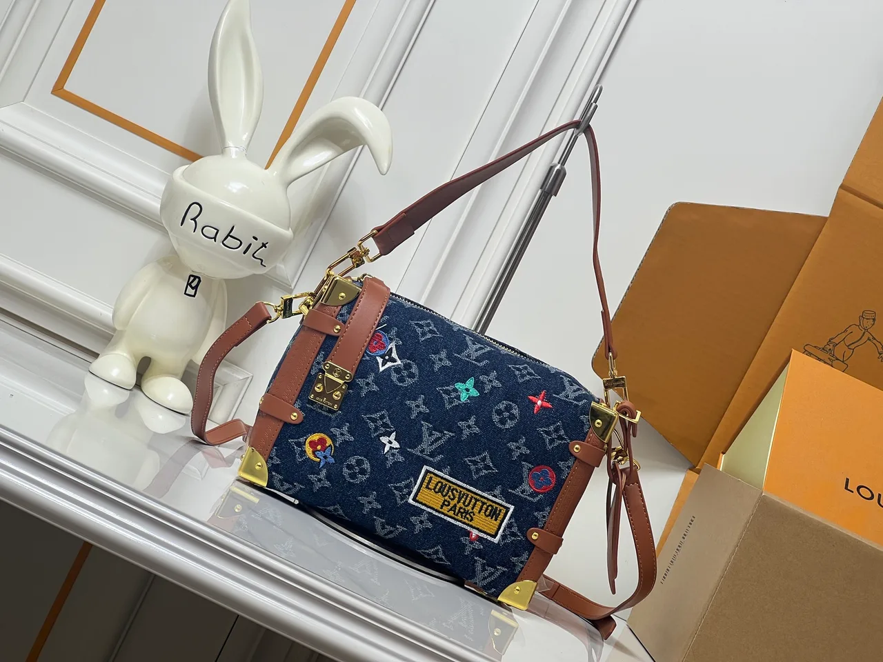 Louis Vuitton Cowhide Canvas Handbag in Blue · view 1