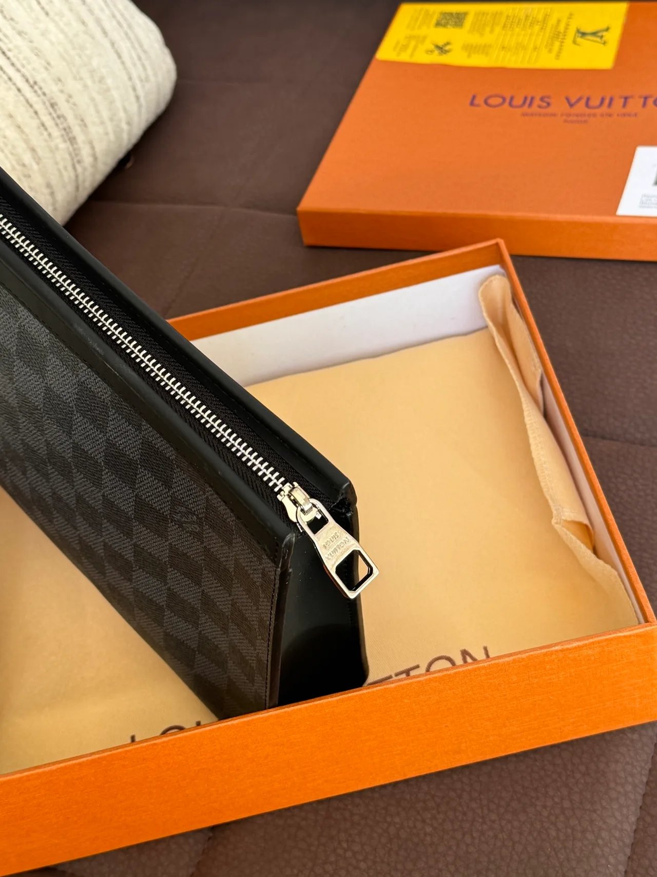 Louis Vuitton Check Zip Pouch in Grey · view 6