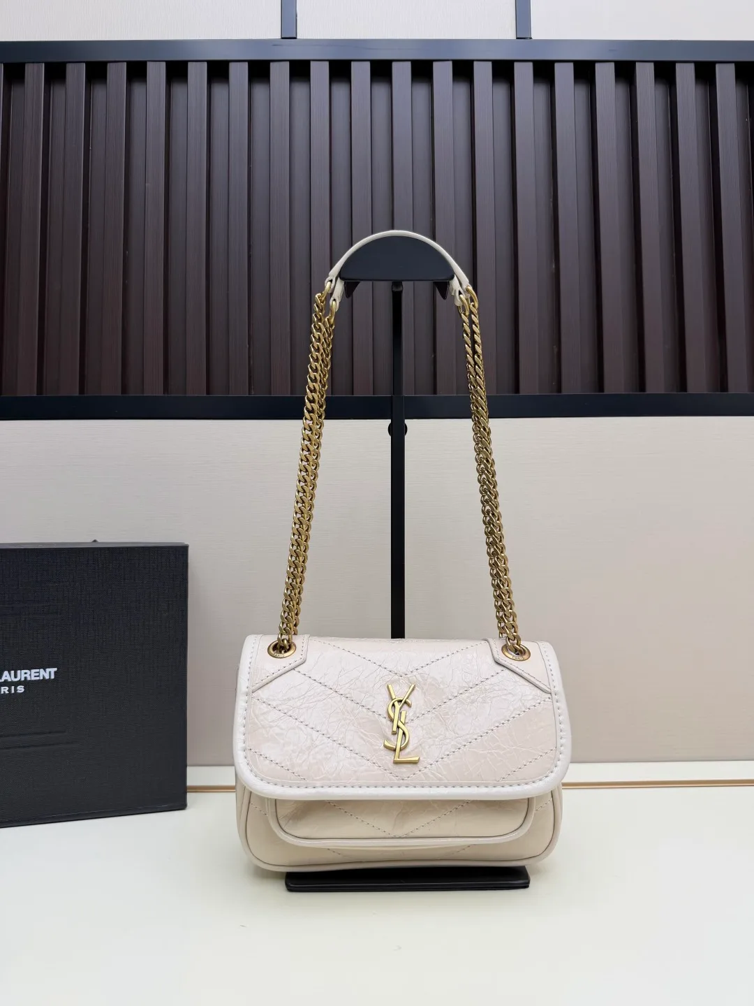 Saint Laurent Sheepskin Shoulder Bag in Beige · view 1