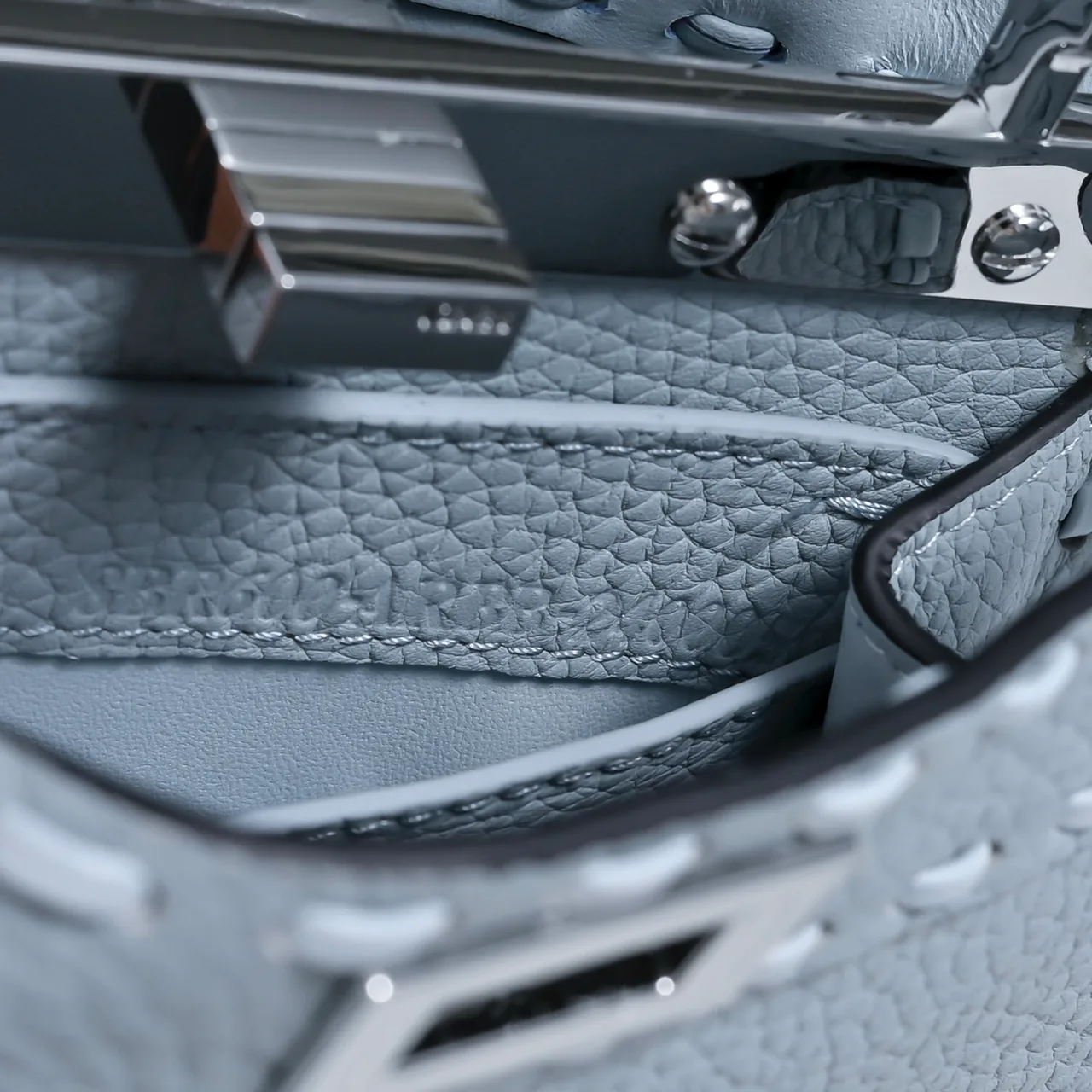 Fendi Calfskin Top-Handle Bag in Grey · view 7
