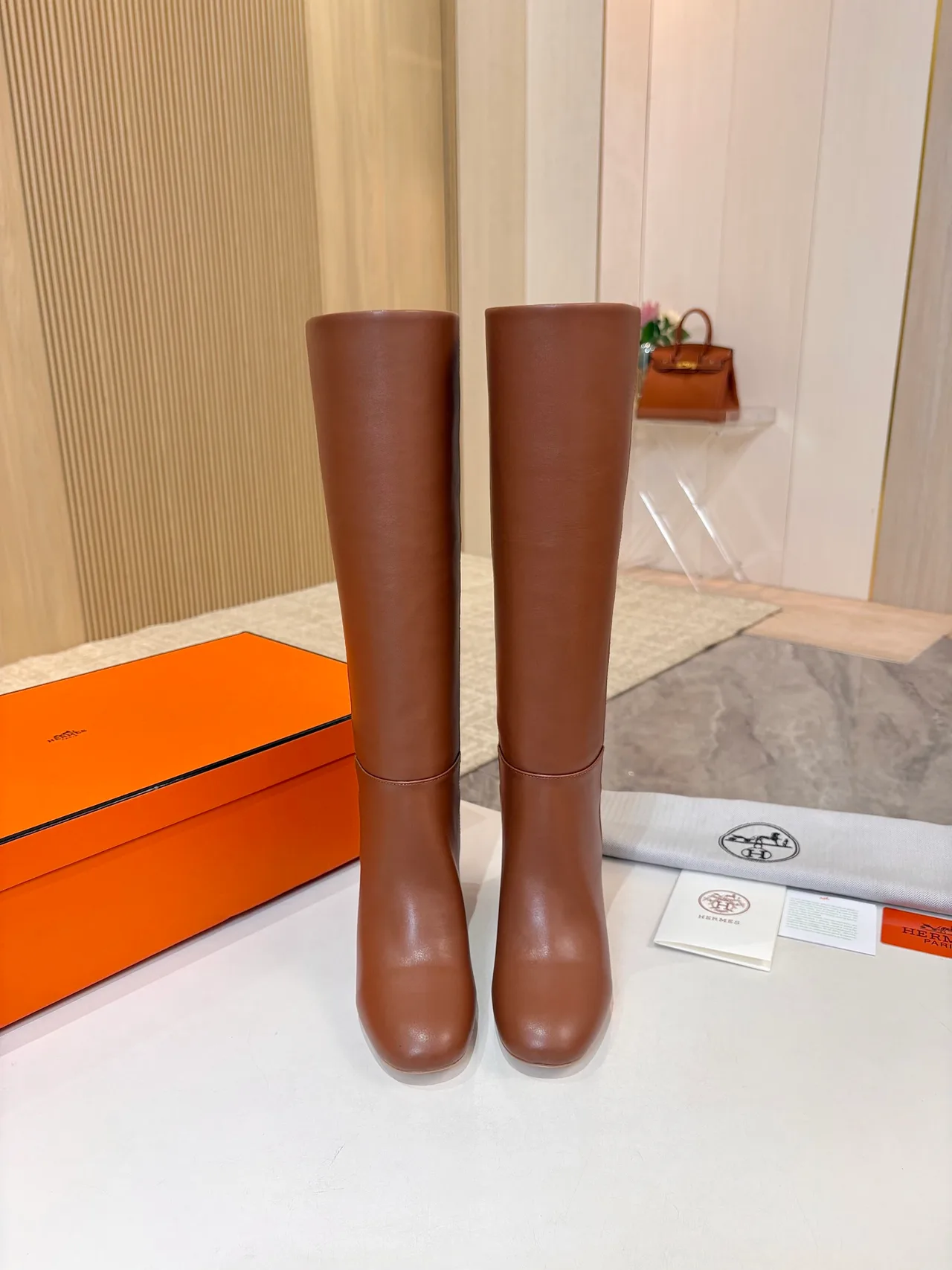 Hermes Cowhide Boots in Brown · view 2