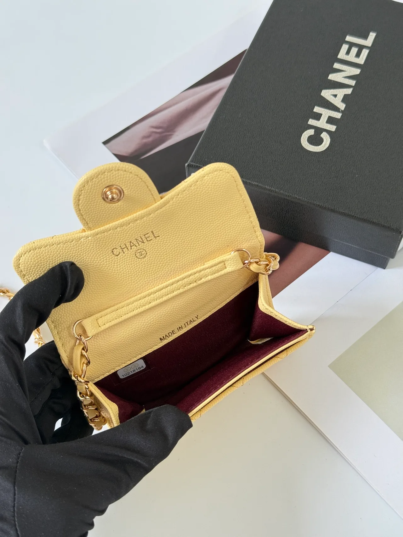 Chanel Quilted Handbag in Yellow · view 6