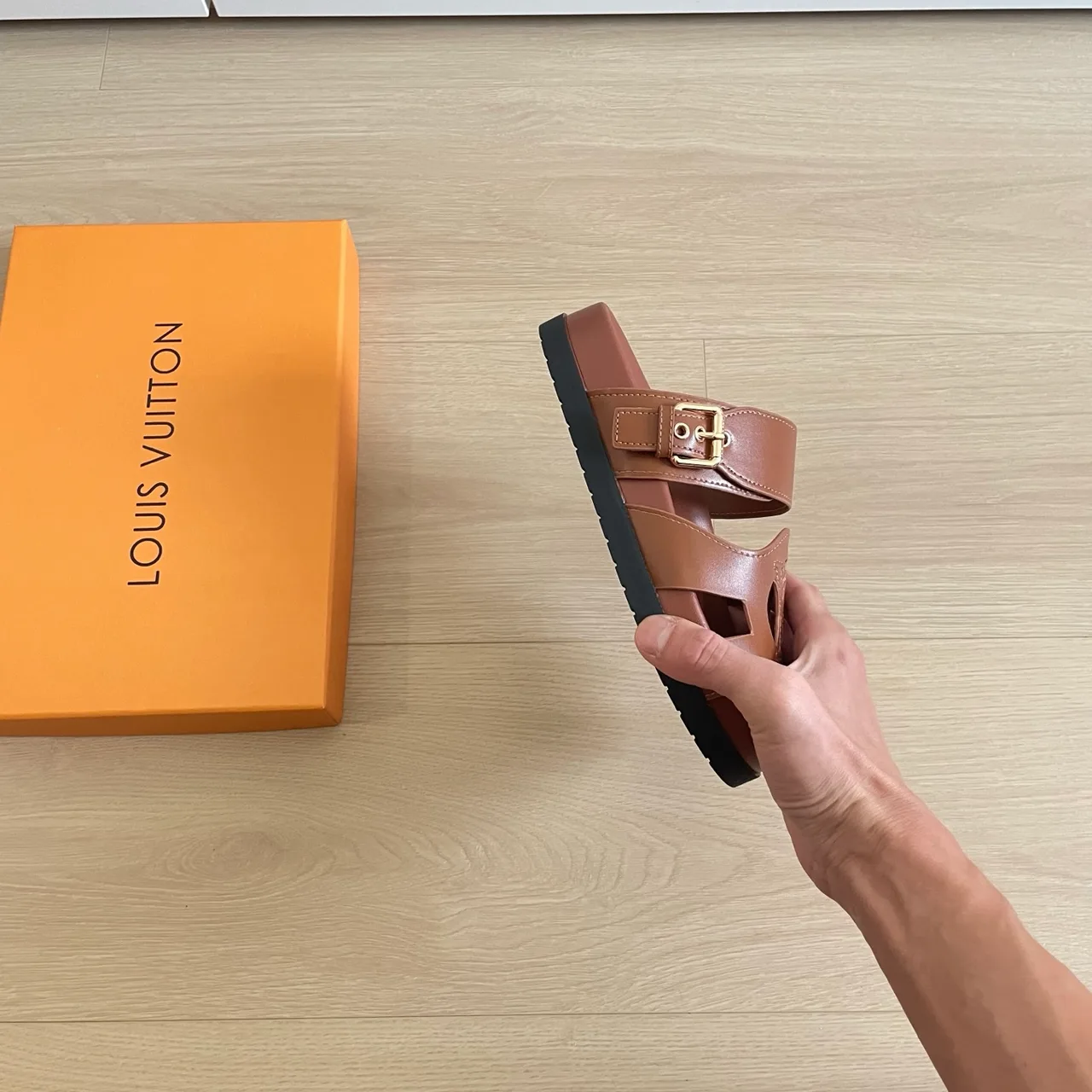 Louis Vuitton Leather Sandals in Brown · view 8