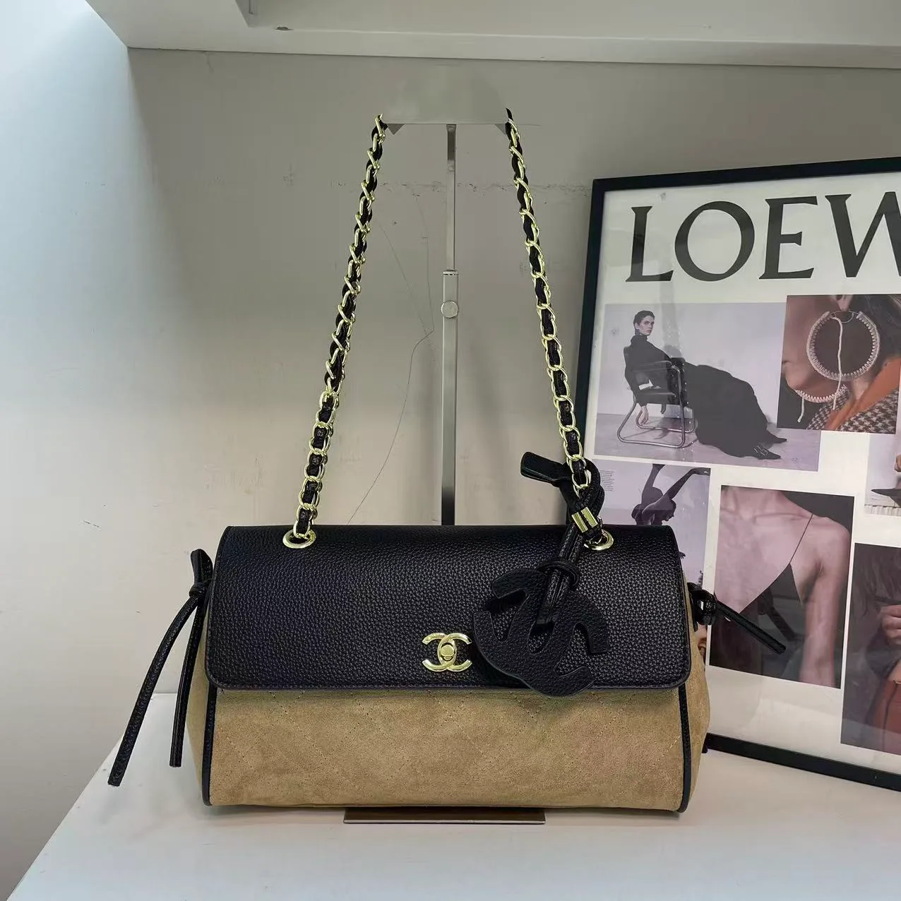 Chanel Baguette Chain flap shoulder bag in Beige & Black & Brown & Grey & Burgundy · view 1