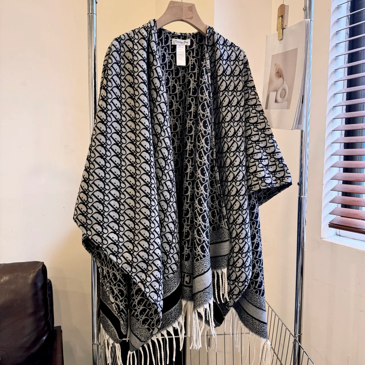 Dior Cashmere Poncho in White · view 1
