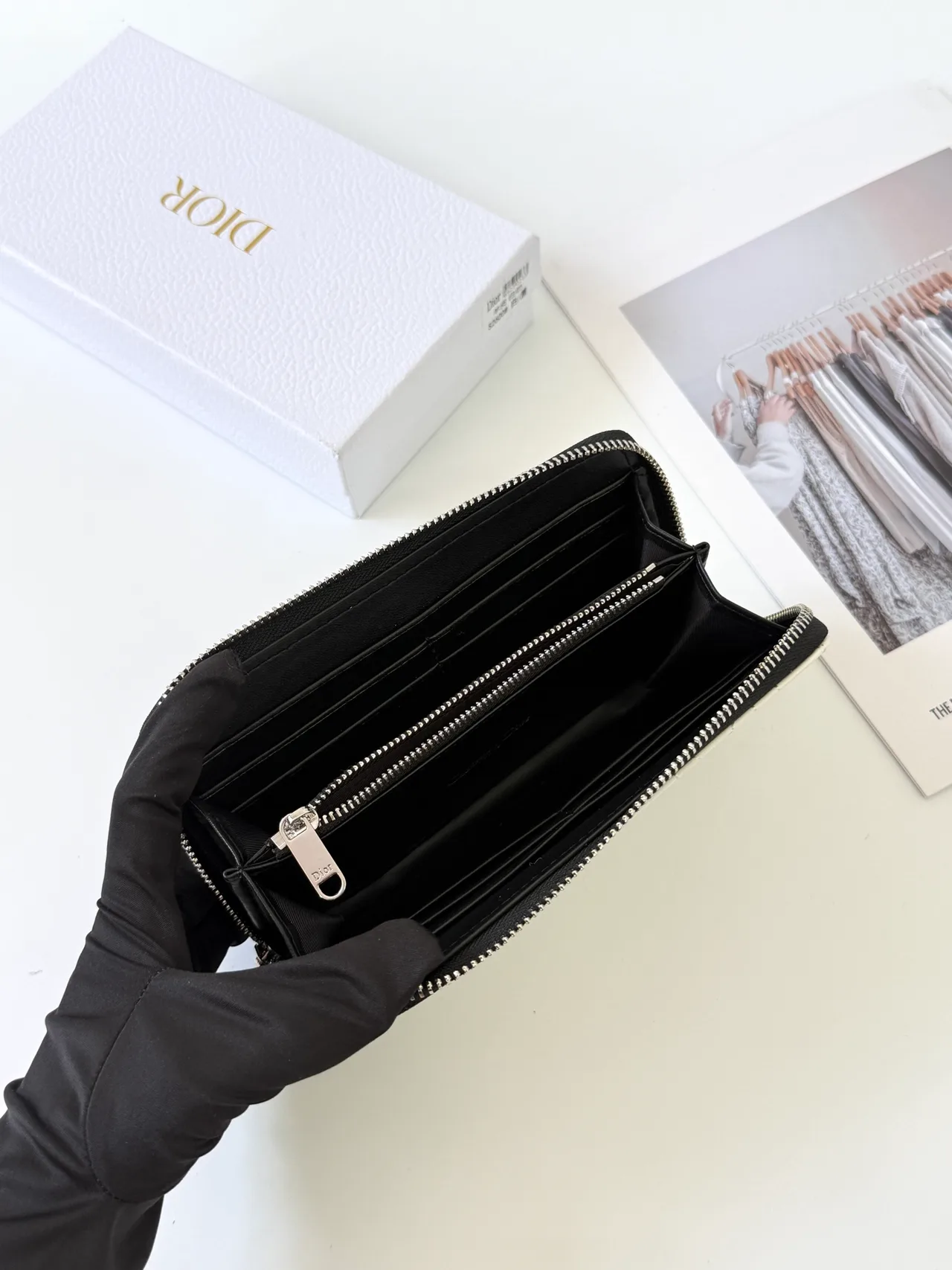 Dior Lambskin Quilted Glossy Wallet in Cream · view 3