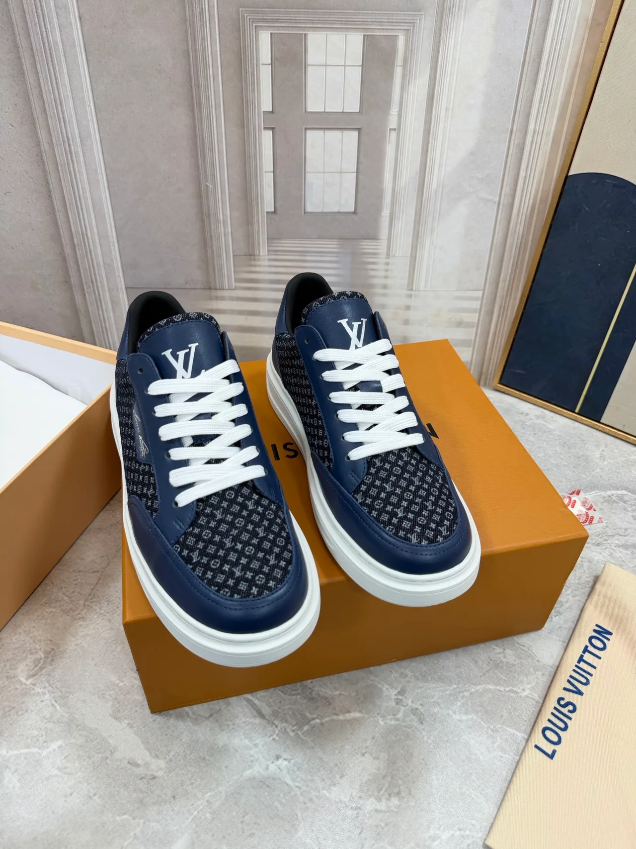 Louis Vuitton Calfskin Sneakers in Blue · view 3