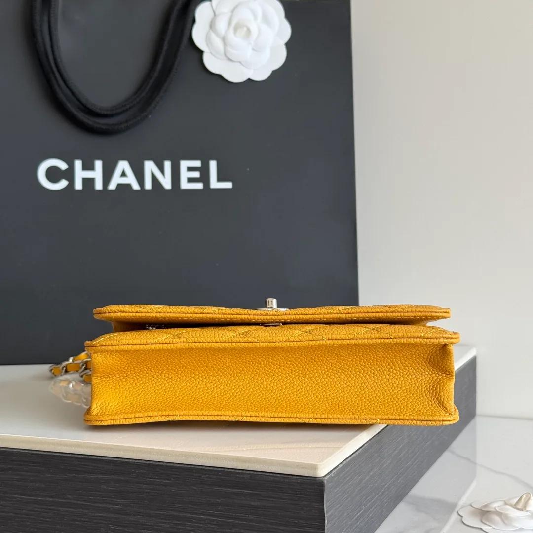 Chanel Calfskin Quilted Clutch in Yellow · view 5