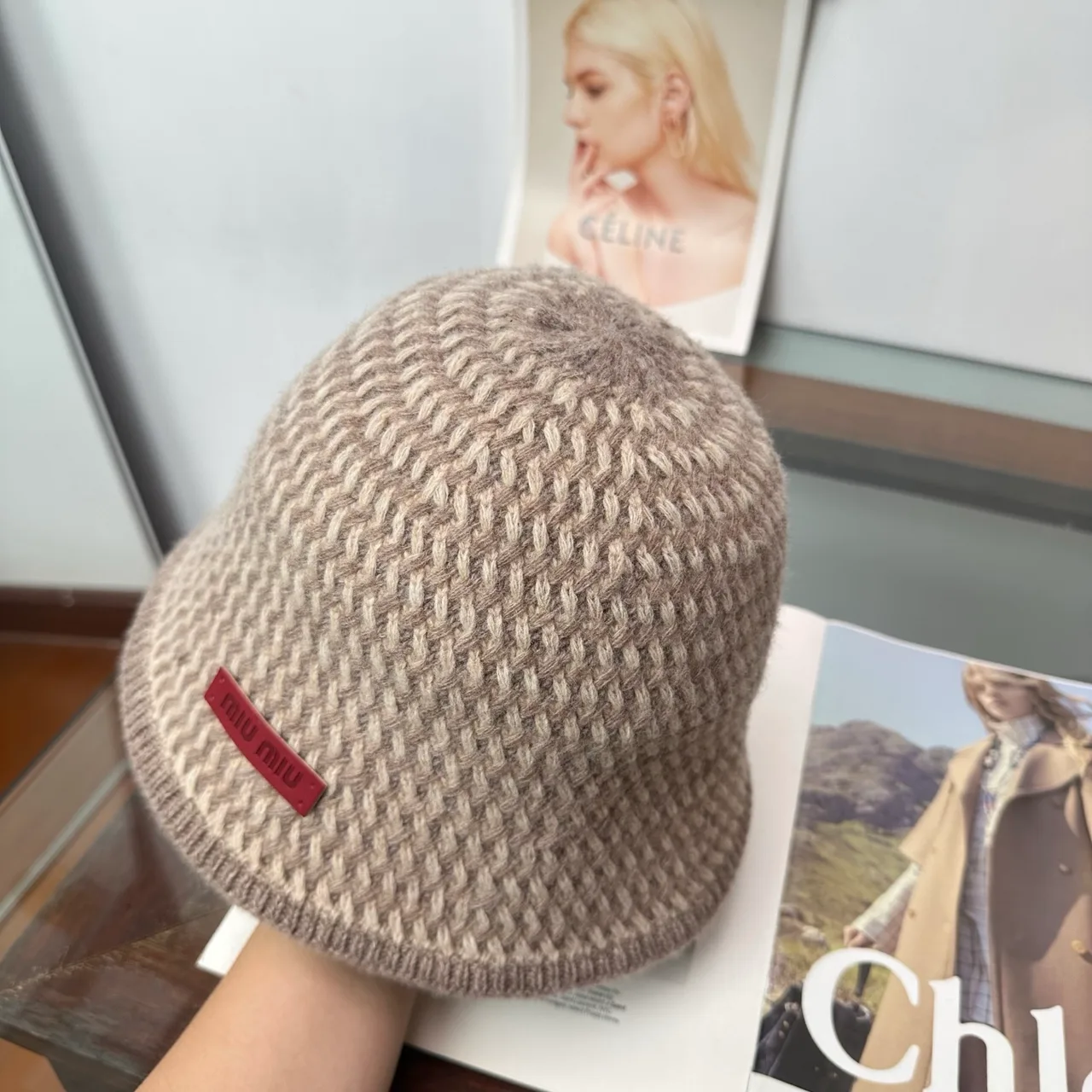 Miu Miu Bucket Hat in Beige & Black & Brown & Blue · view 7