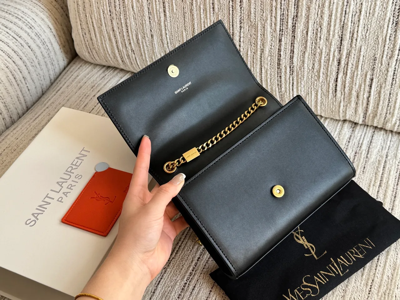 Saint Laurent Monogram chain wallet in Black & White · view 8