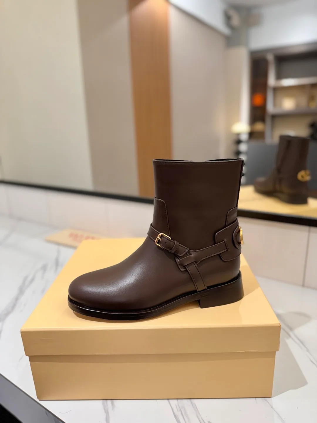 Valentino Calfskin Boots in Brown · view 4