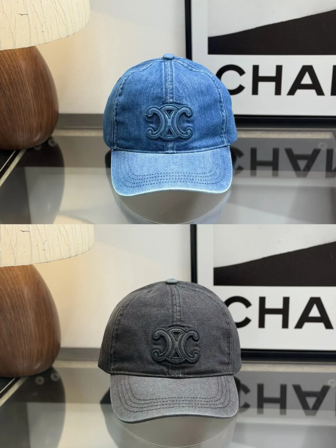 Celine Denim Baseball Cap in Blue & Grey · view 2
