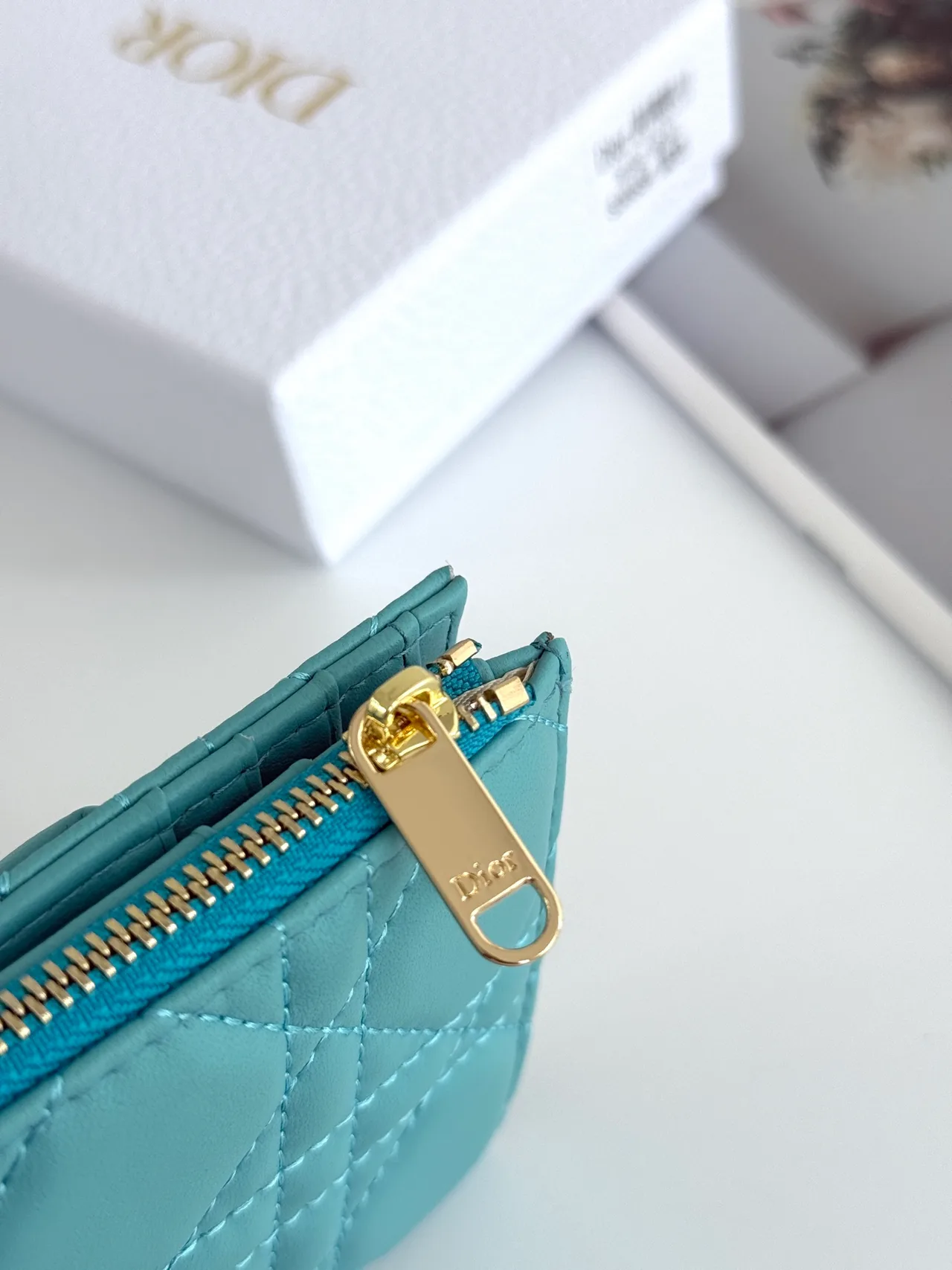 Dior Lambskin Quilted Glossy Wallet in Blue · view 5