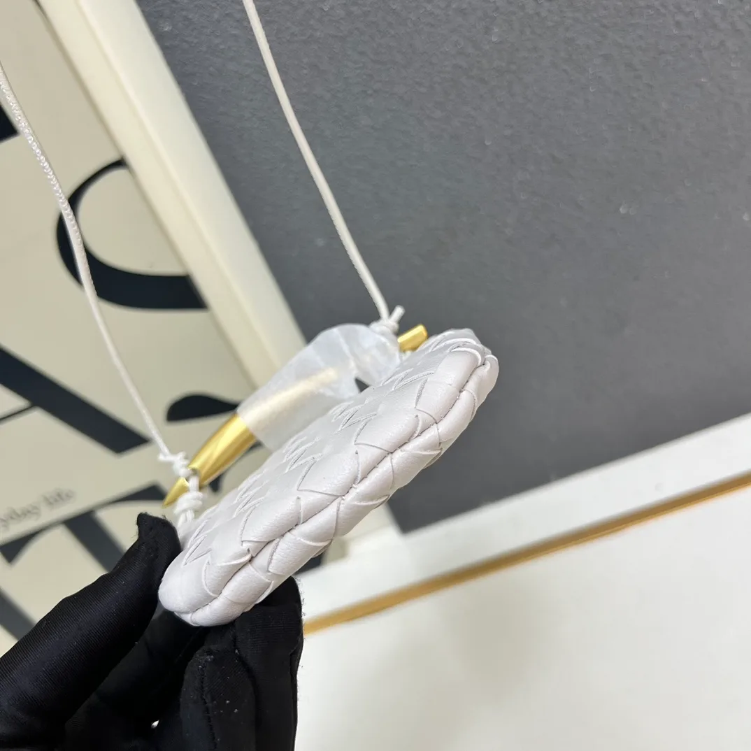 Bottega Veneta Quilted Miniature Sardine Bag Charm in White · view 3