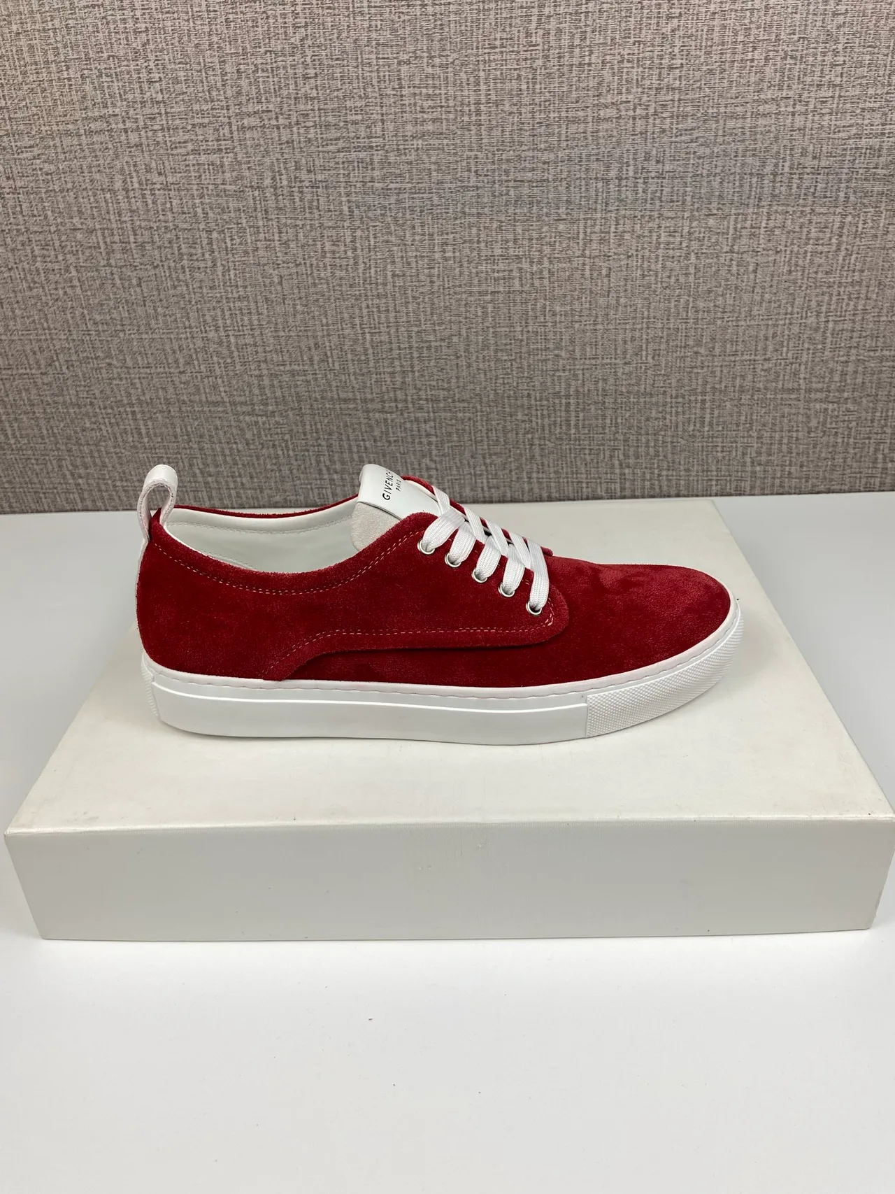 Givenchy Cowhide Suede-Look New City Sneakers in Burgundy · view 6