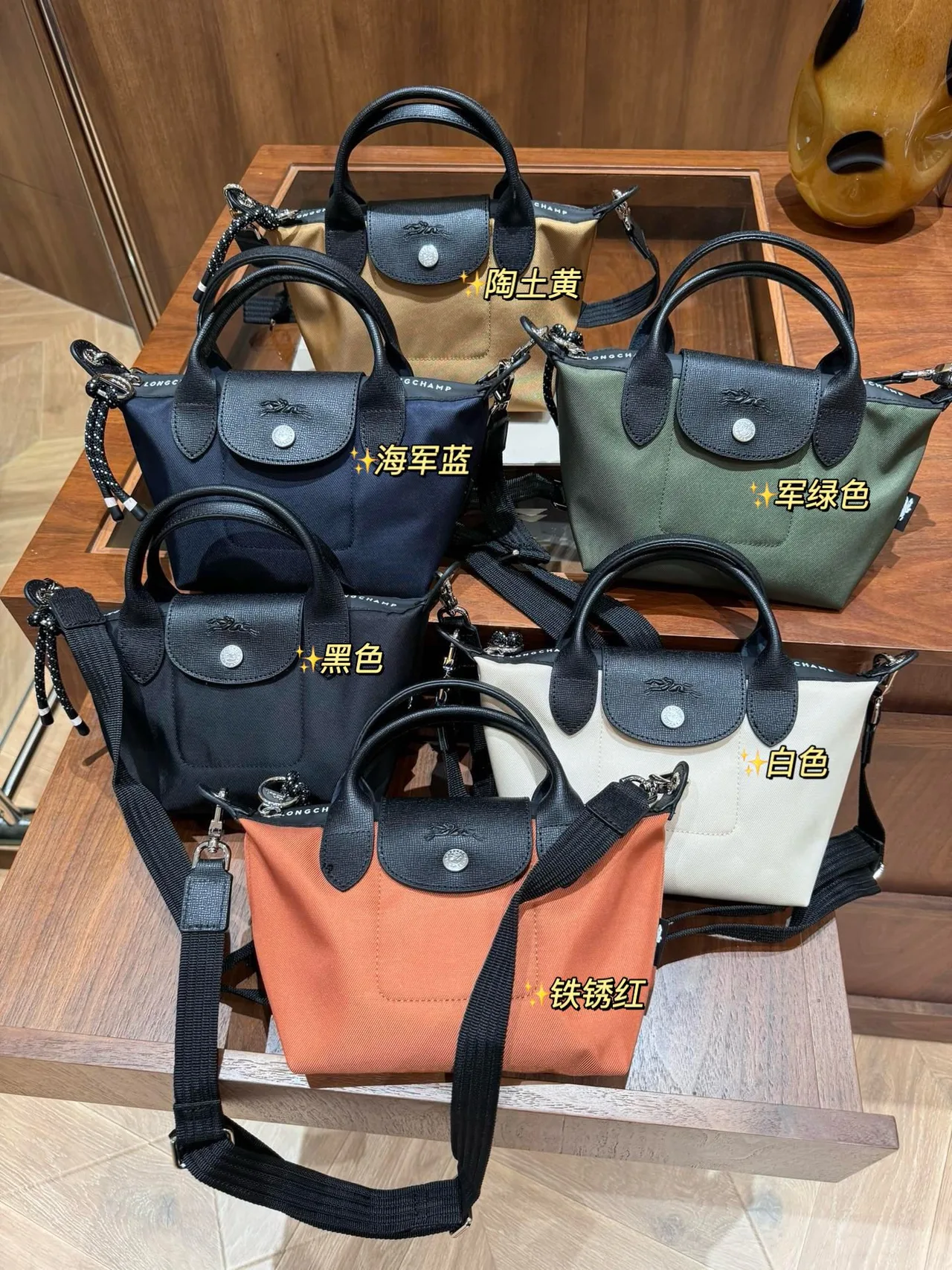 Longchamp Le Pliage Tote and Energy Mini in White / Blue / Black / Grey / Pink / Yellow / Green / Orange · view 2