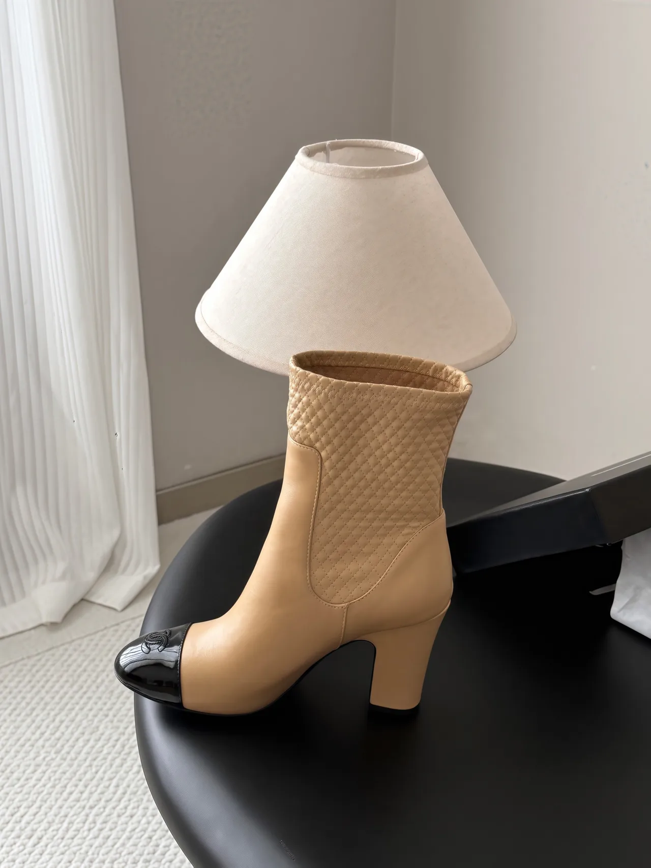 Chanel Cowhide Boots in Beige · view 8