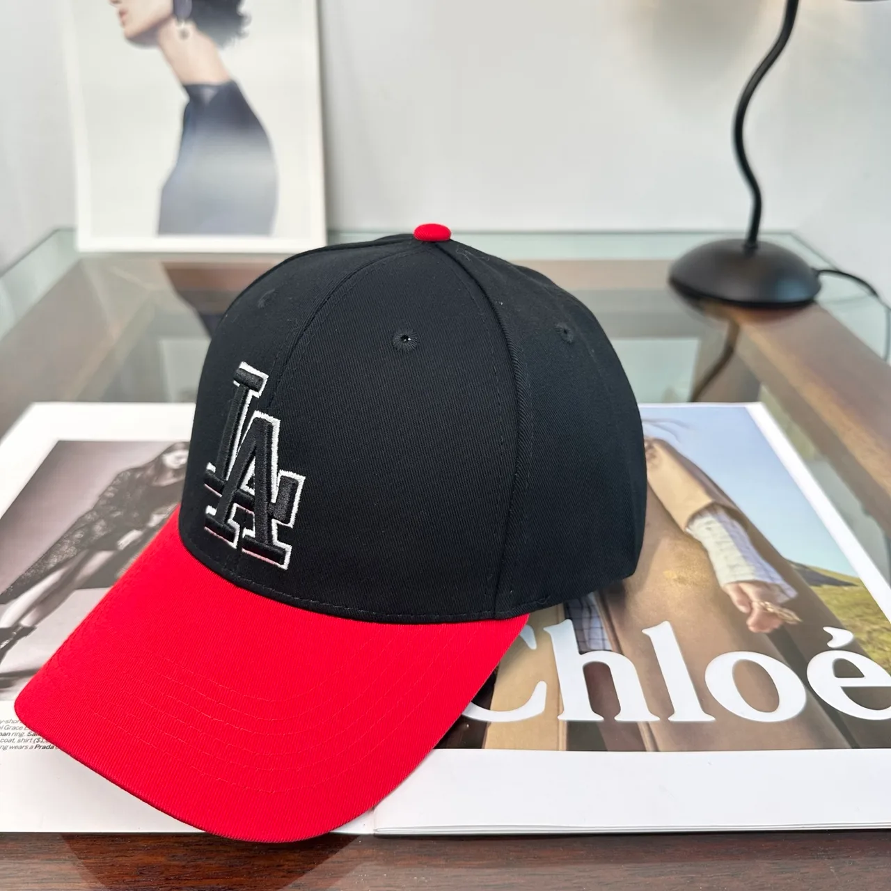 LA Letter Colorblock Baseball Cap in Grey & Brown & Black & Blue · view 4