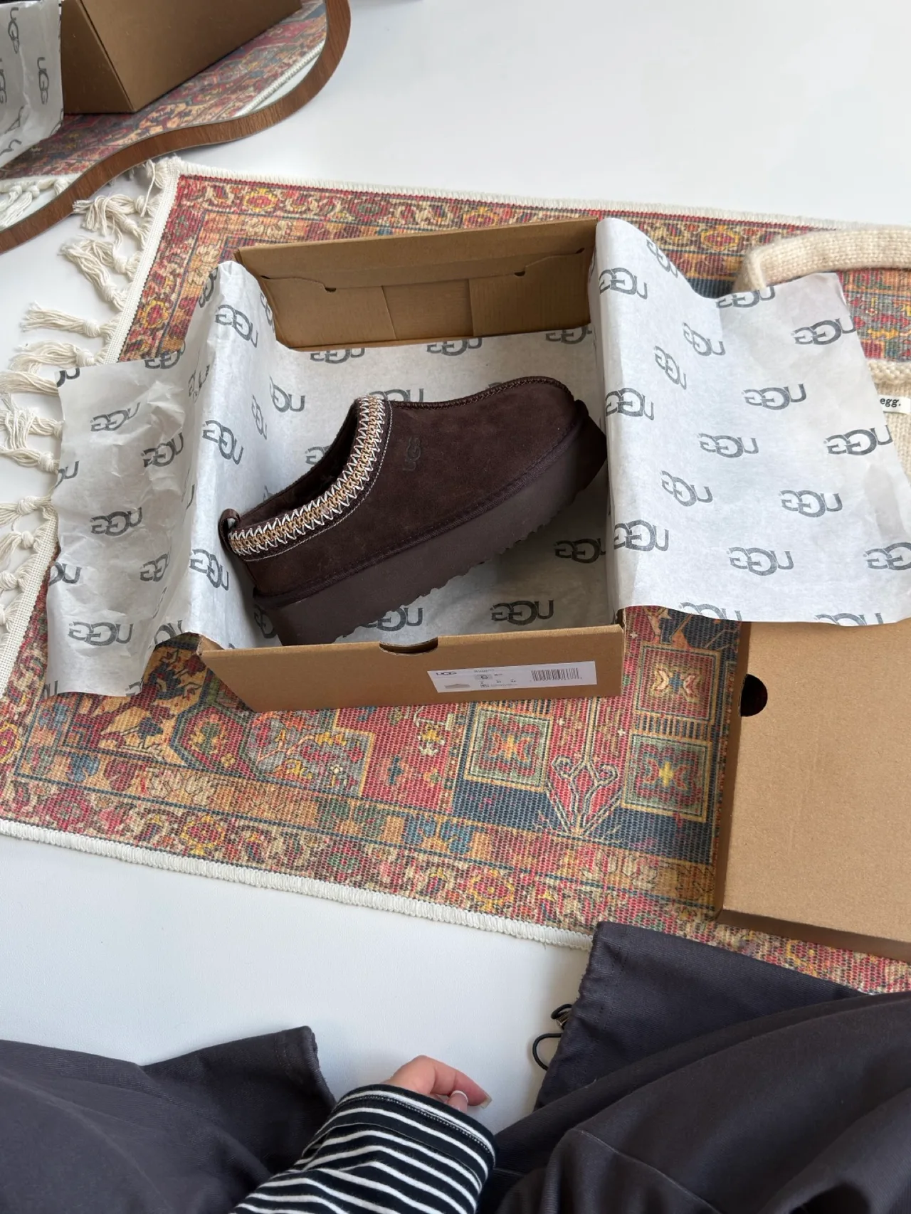 UGG Woven Suede-Look Slippers in Brown · view 8