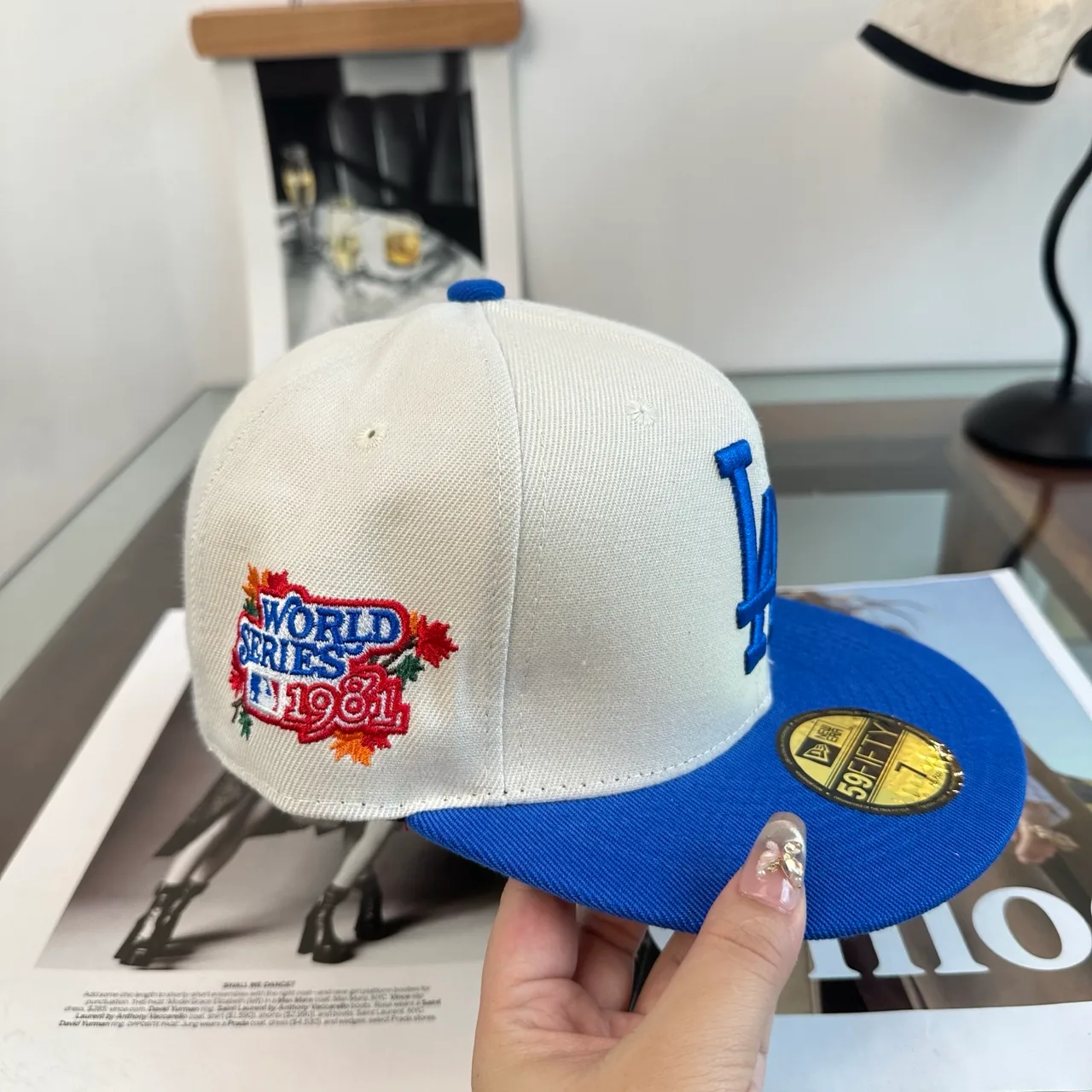 New Era Embroidered Baseball Cap in White · view 6