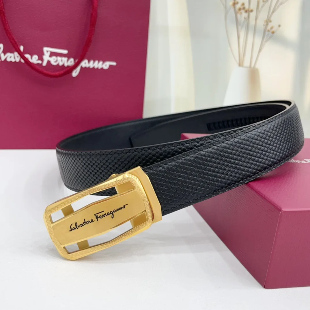 Ferragamo Calfskin Belt in Black · view 4