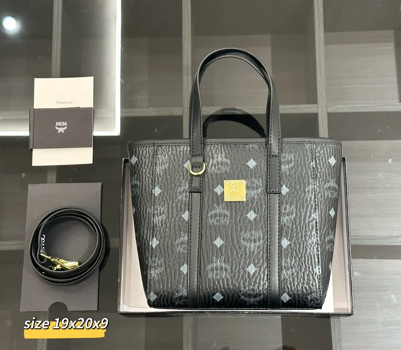 MCM Monogram Top-Handle Tote in Beige & Orange & Pink & Grey · view 4