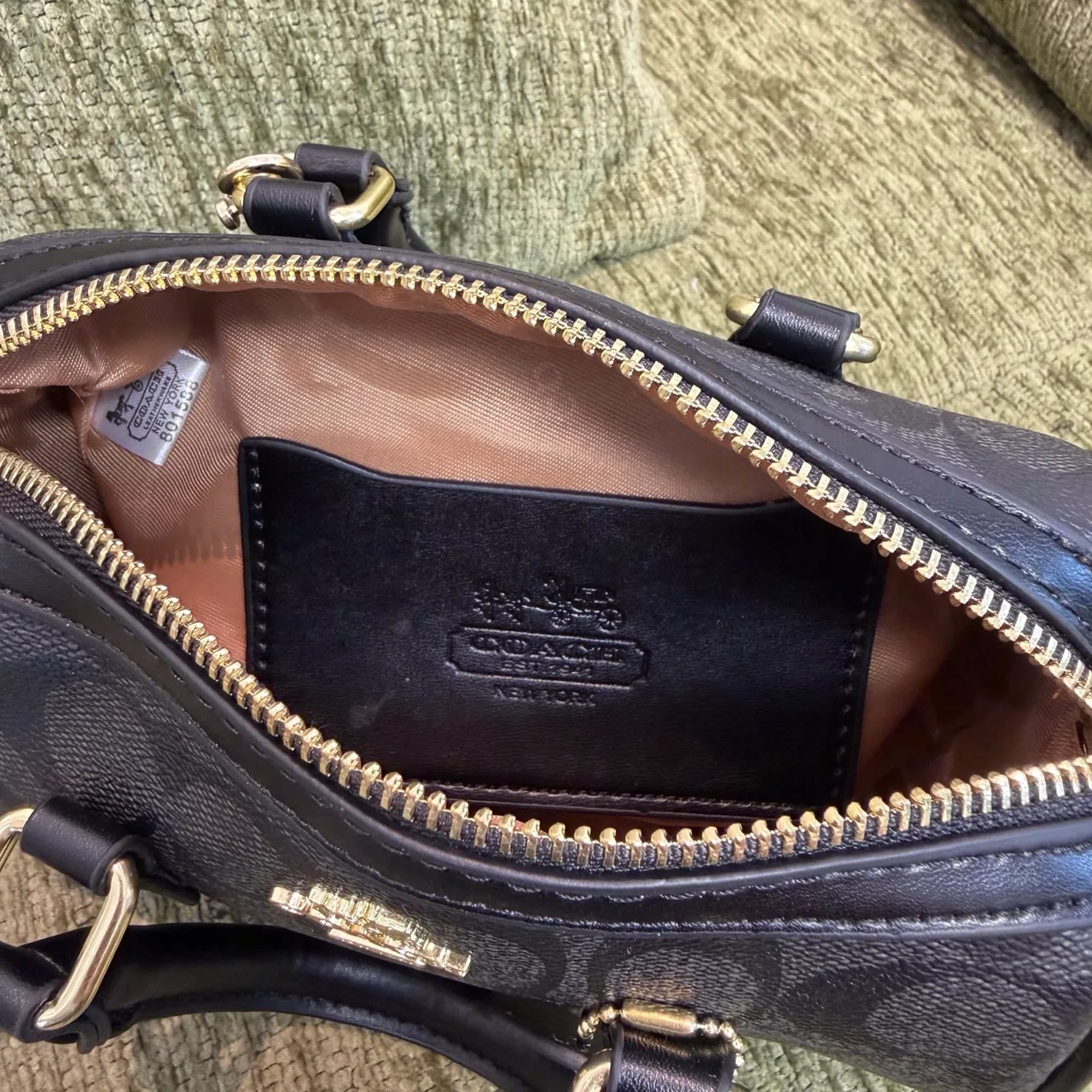 Coach Signature mini bowling bag in Grey / Beige / Pink / Brown / Black · view 8