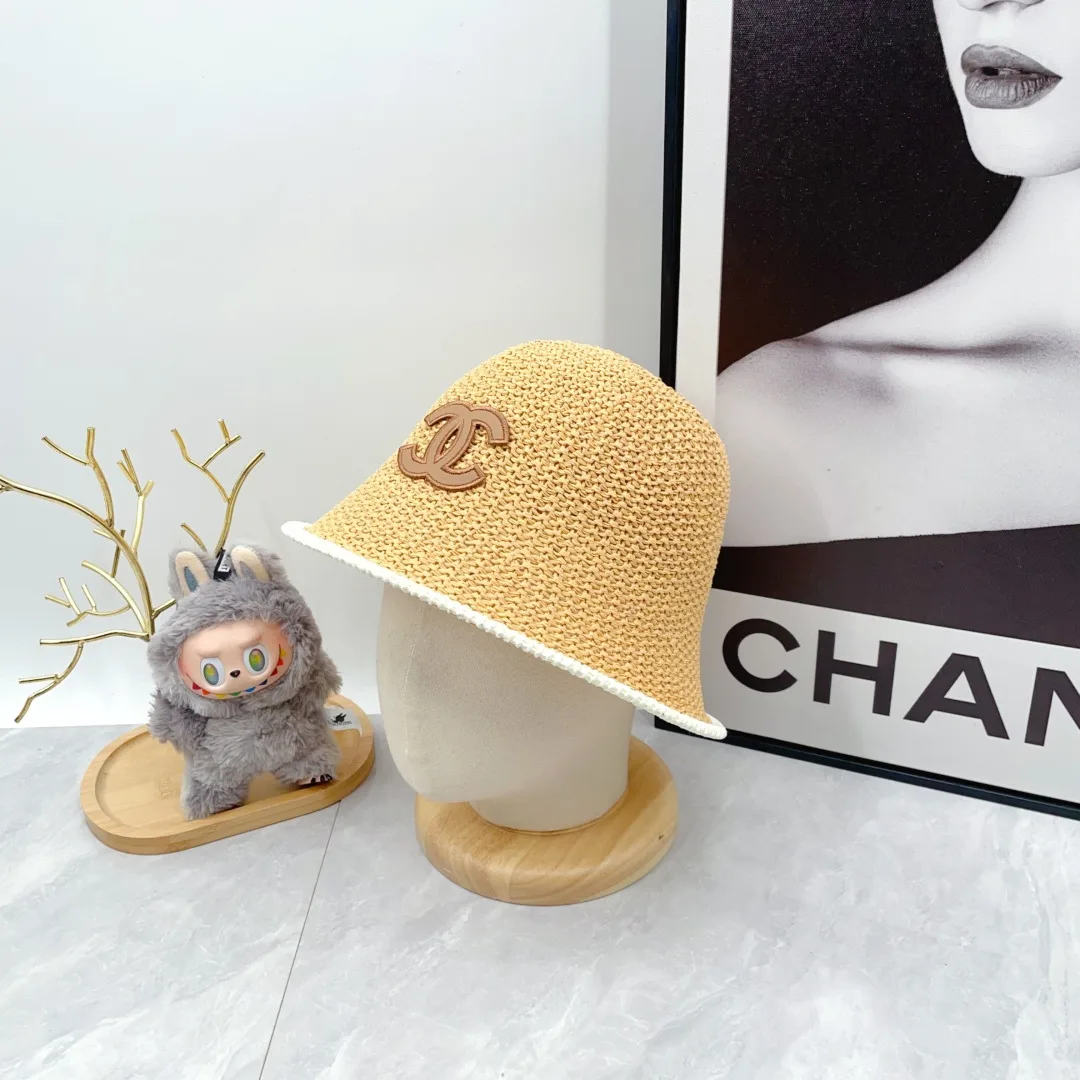 Chanel Woven Bucket Hat in White & Blue & Beige & Brown · view 6