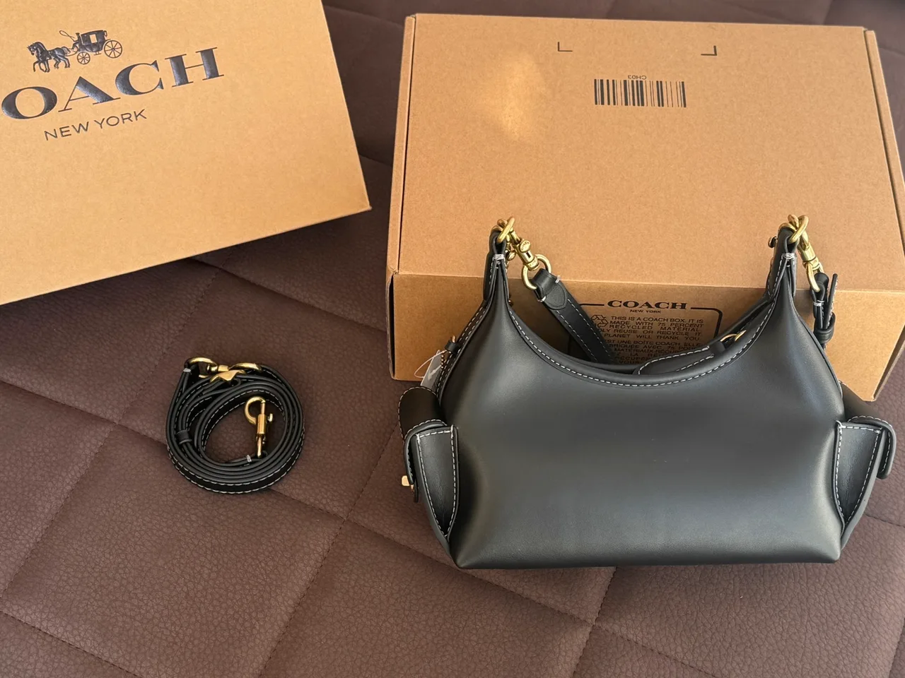 Coach Hobo Pocket Juliet Shoulder Bag in Brown & Grey · view 4