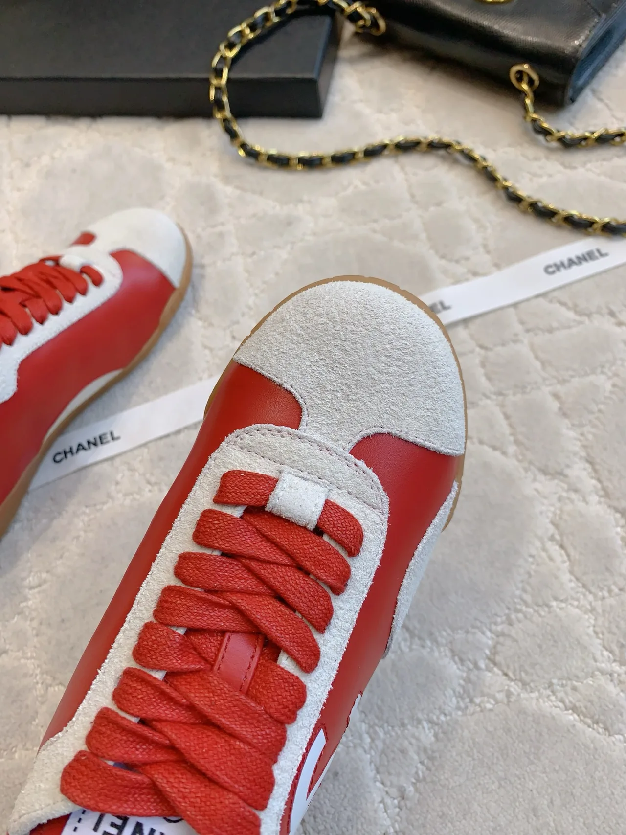Chanel Calfskin Sneakers in Red · view 7