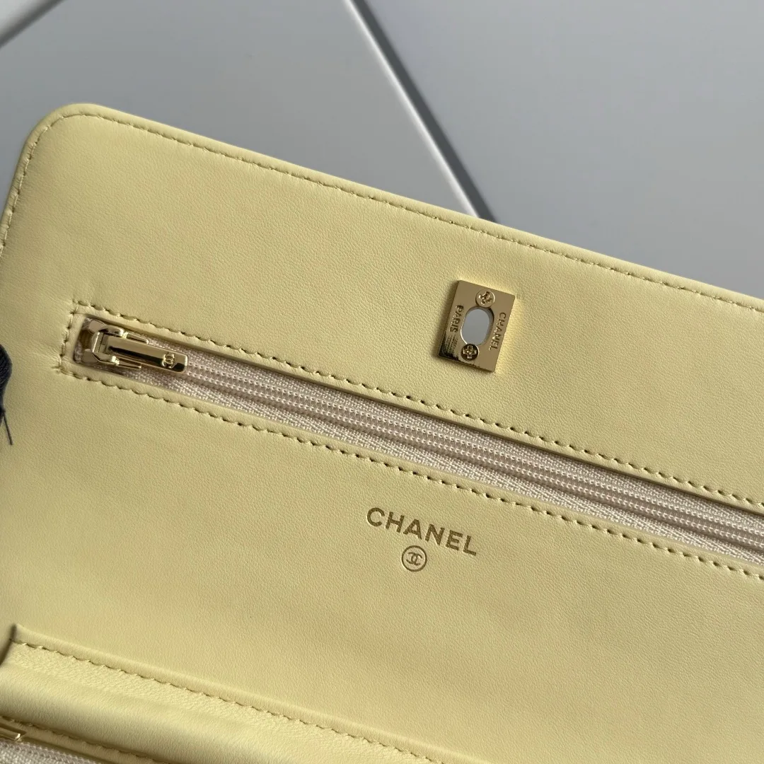 Chanel Calfskin Quilted Clutch in Yellow · view 8