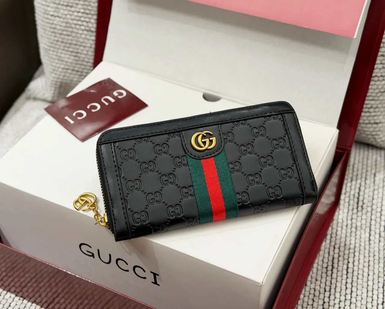 Gucci Zip-Around Wallet in Grey & Beige & Brown & Black · view 1