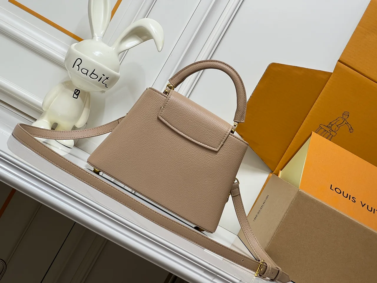 Louis Vuitton Cowhide Smooth Top-Handle Bag in Beige · view 4