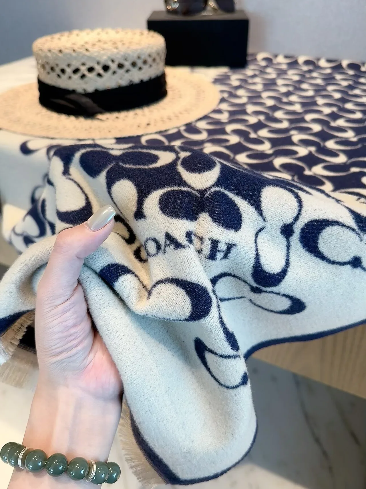 Coach Reversible C Shawl in Blue · view 8