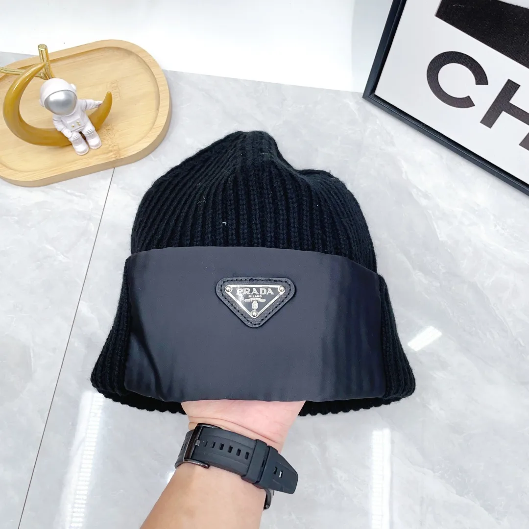 Prada Ribbed Beanie in Black · view 7