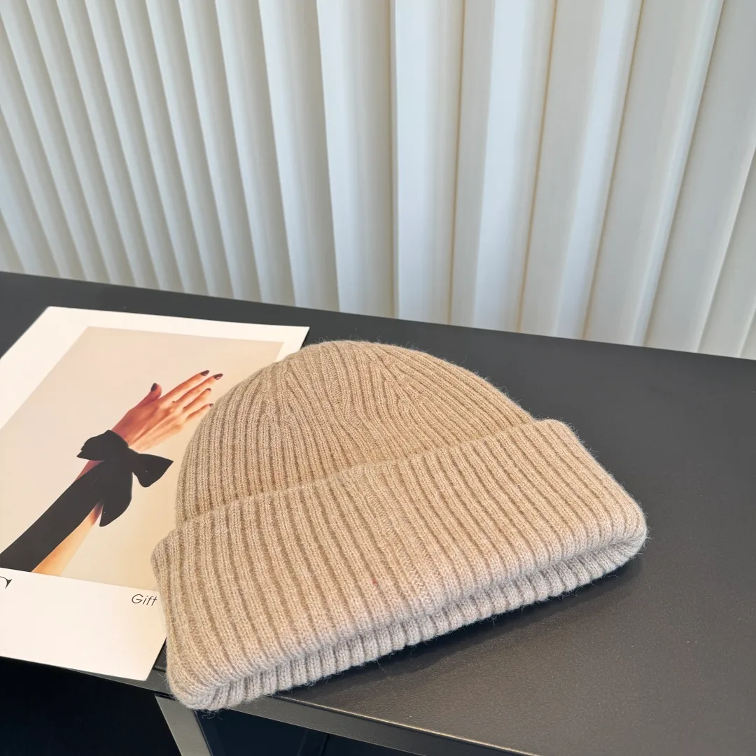 Celine Ribbed Beanie in Beige · view 7