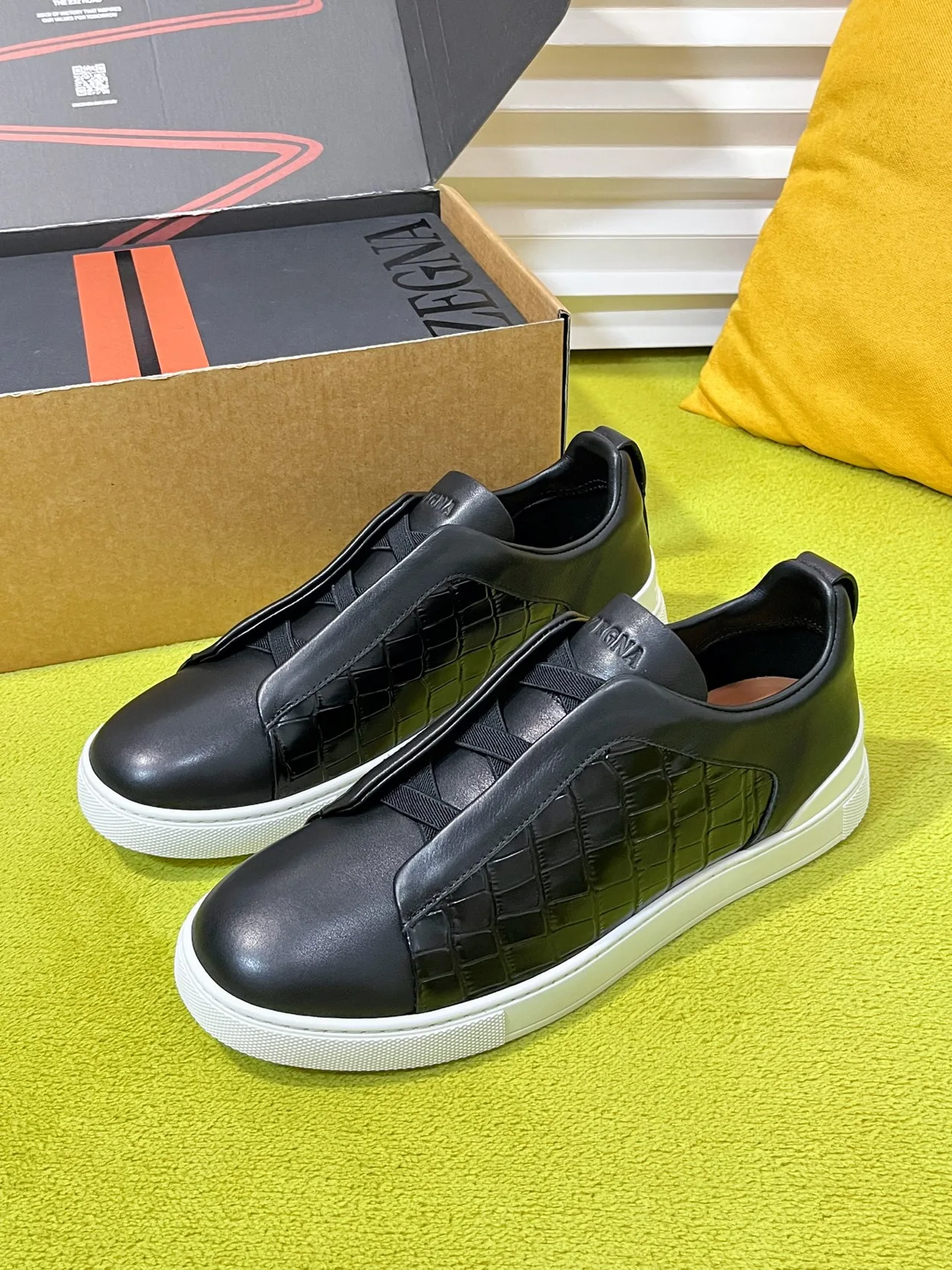 Zegna Slip-On Sneakers in Black · view 3